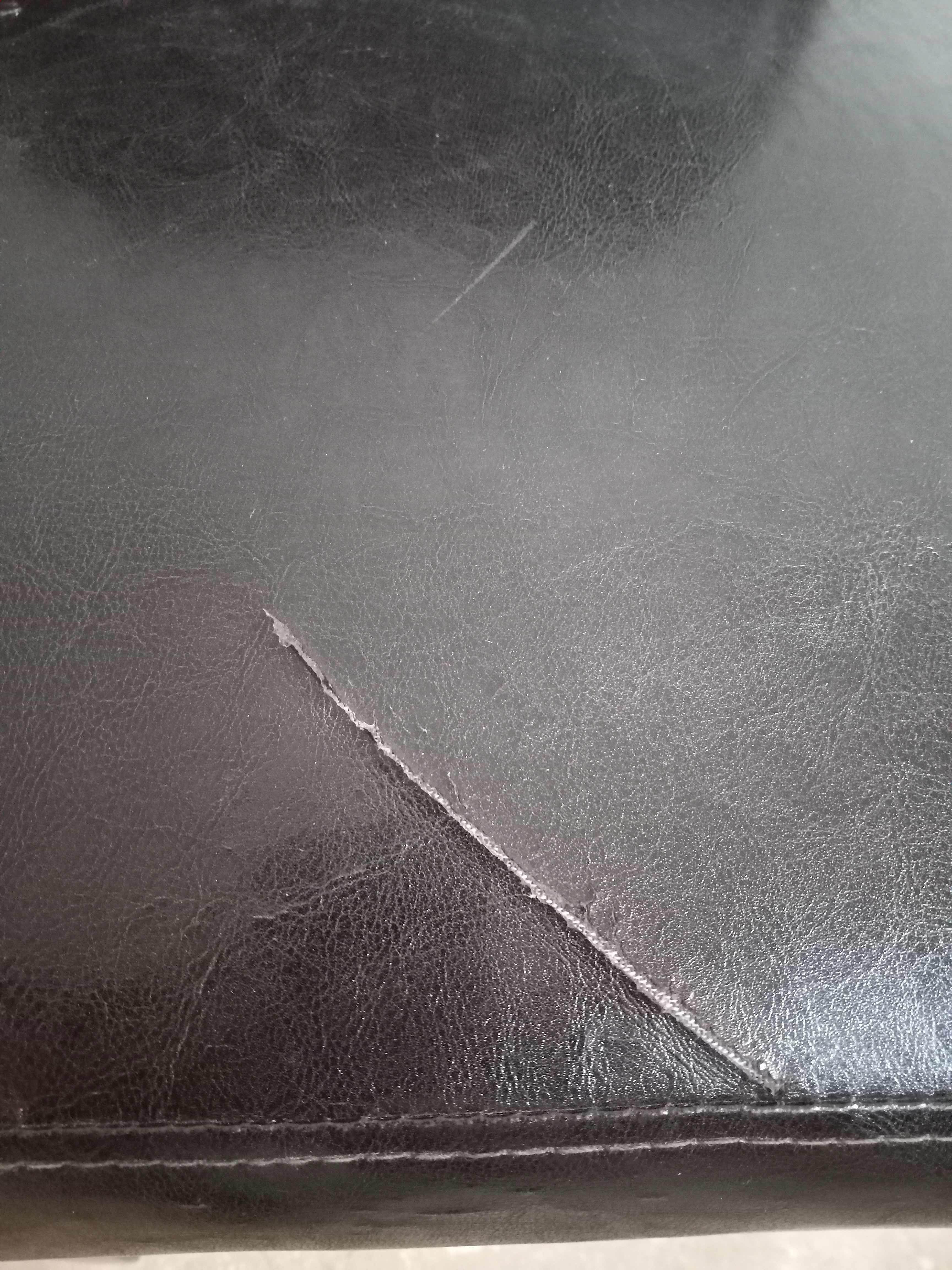 Photo 1 of BLACK LEATHER DARK WOOD BASE SIDE CHAIR 16” X 20” H42”