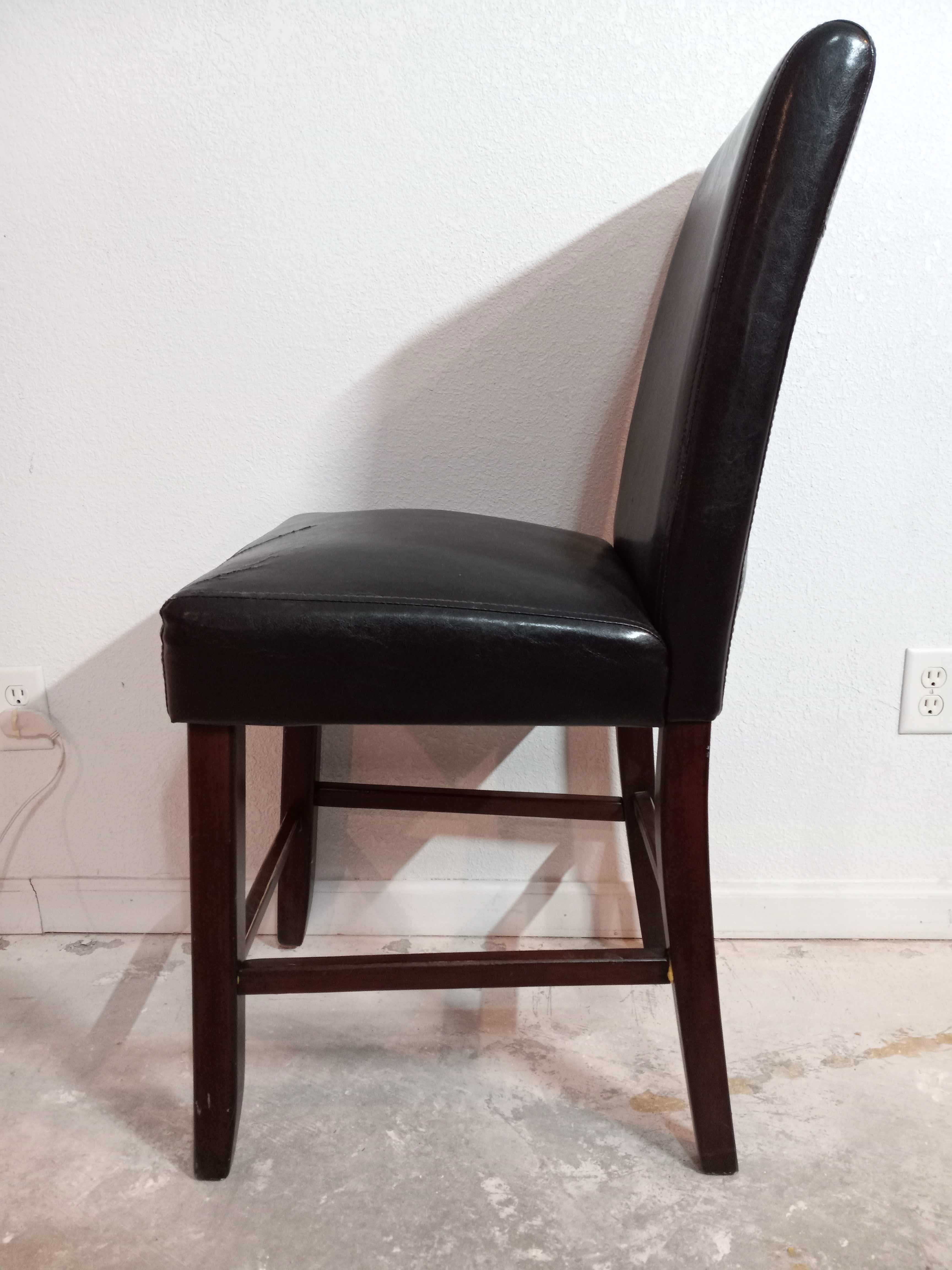 Photo 1 of BLACK LEATHER DARK WOOD BASE SIDE CHAIR 16” X 20” H42”