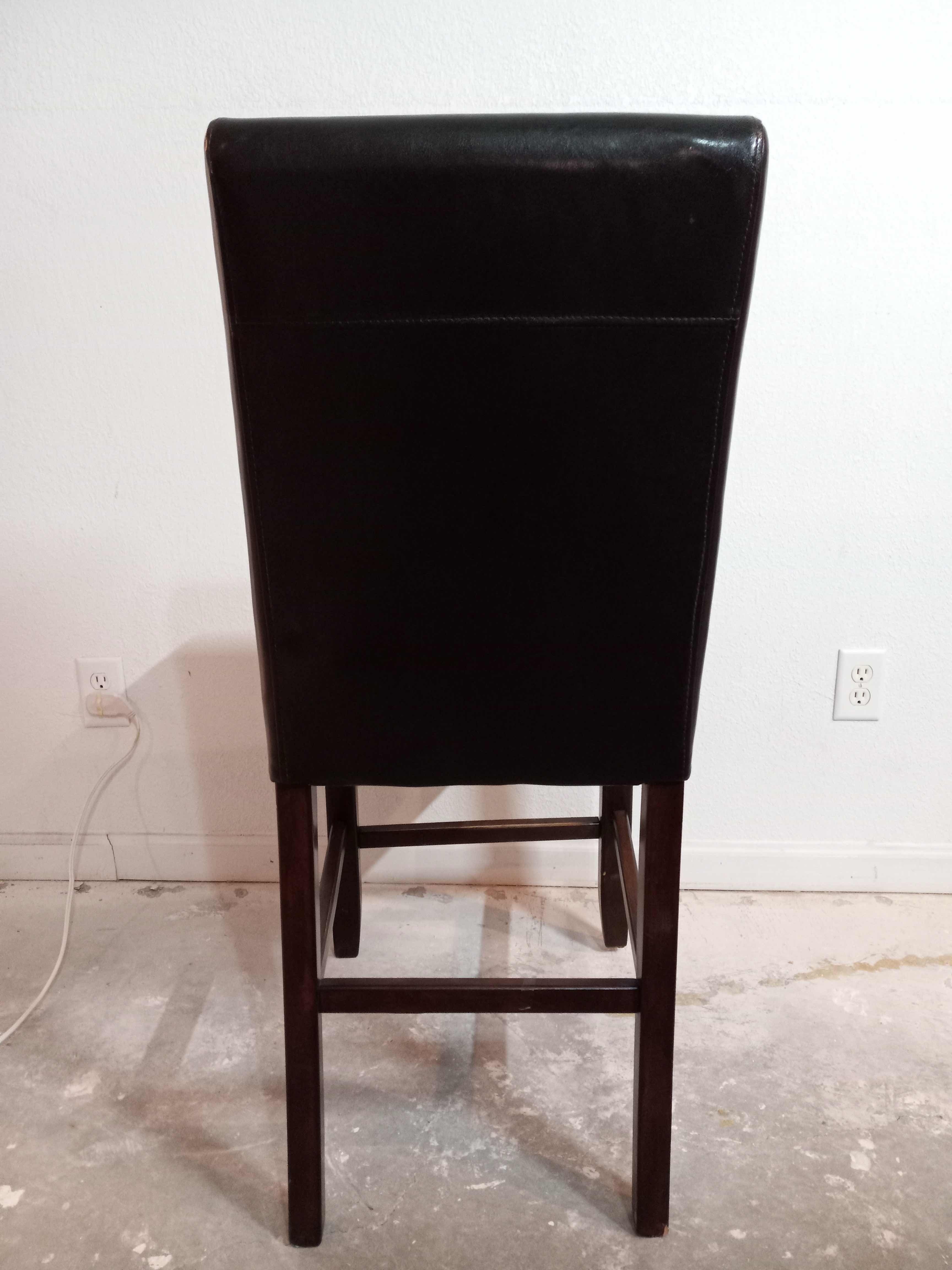 Photo 1 of BLACK LEATHER DARK WOOD BASE SIDE CHAIR 16” X 20” H42”