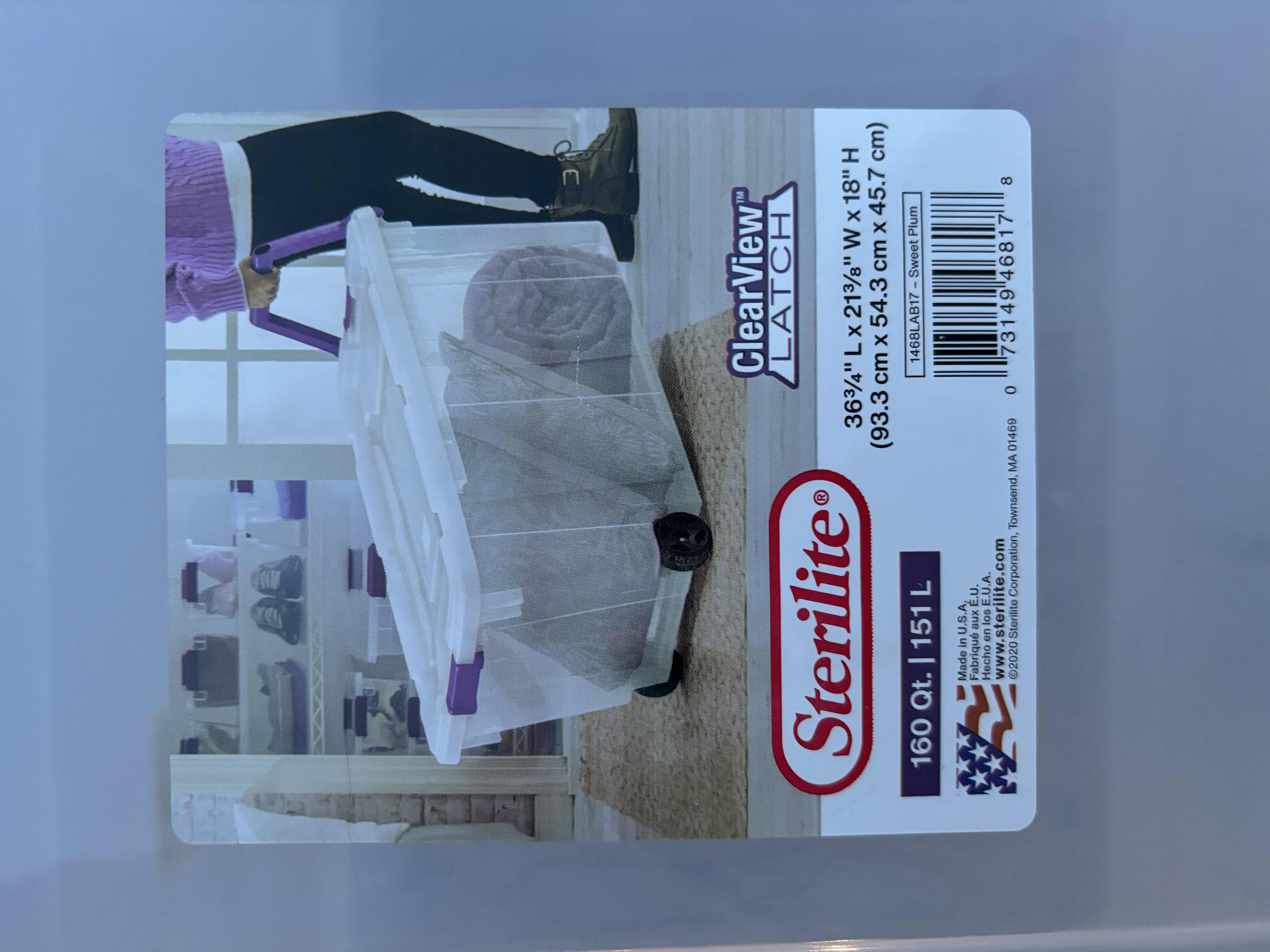 Photo 1 of STERILITE 160 QUART WHEELED STORAGE BOX, SWEET PLUM (1)