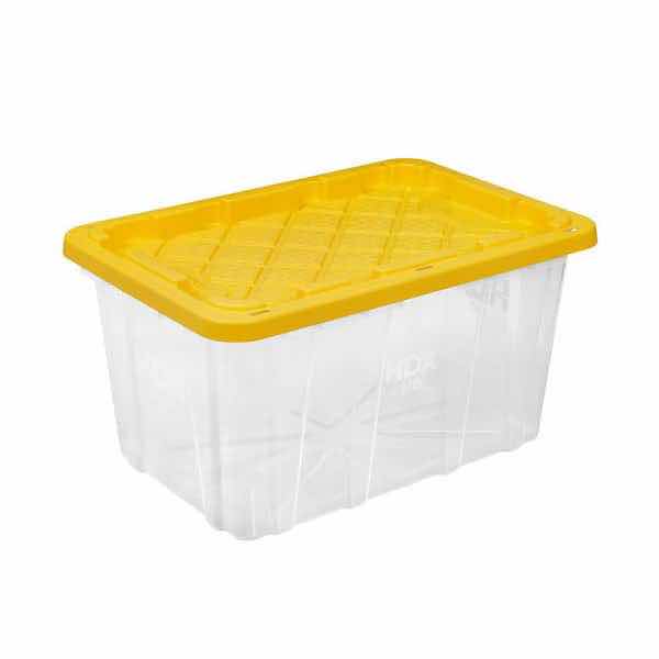 Photo 1 of HDX 27 GAL TOUGH TOTE IN CLEAR W YELLOW LID (2)