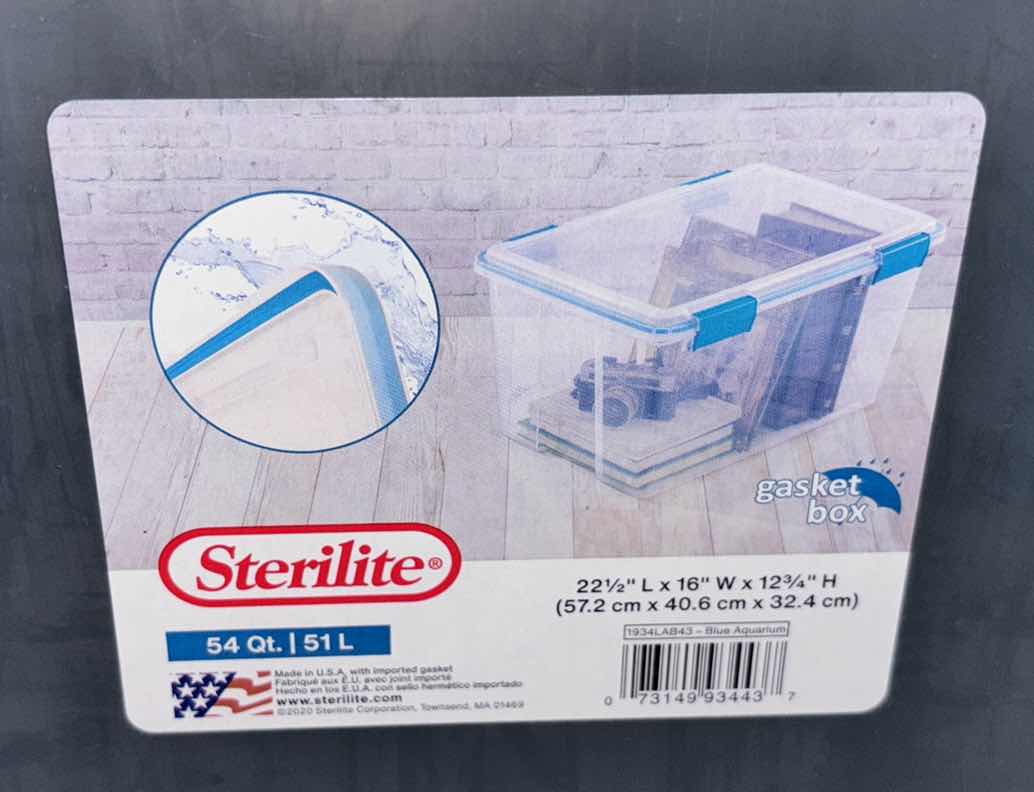 Photo 1 of STERILITE 54 QT GASKET BOX STORAGE BIN W LATCHED LIDS (2)