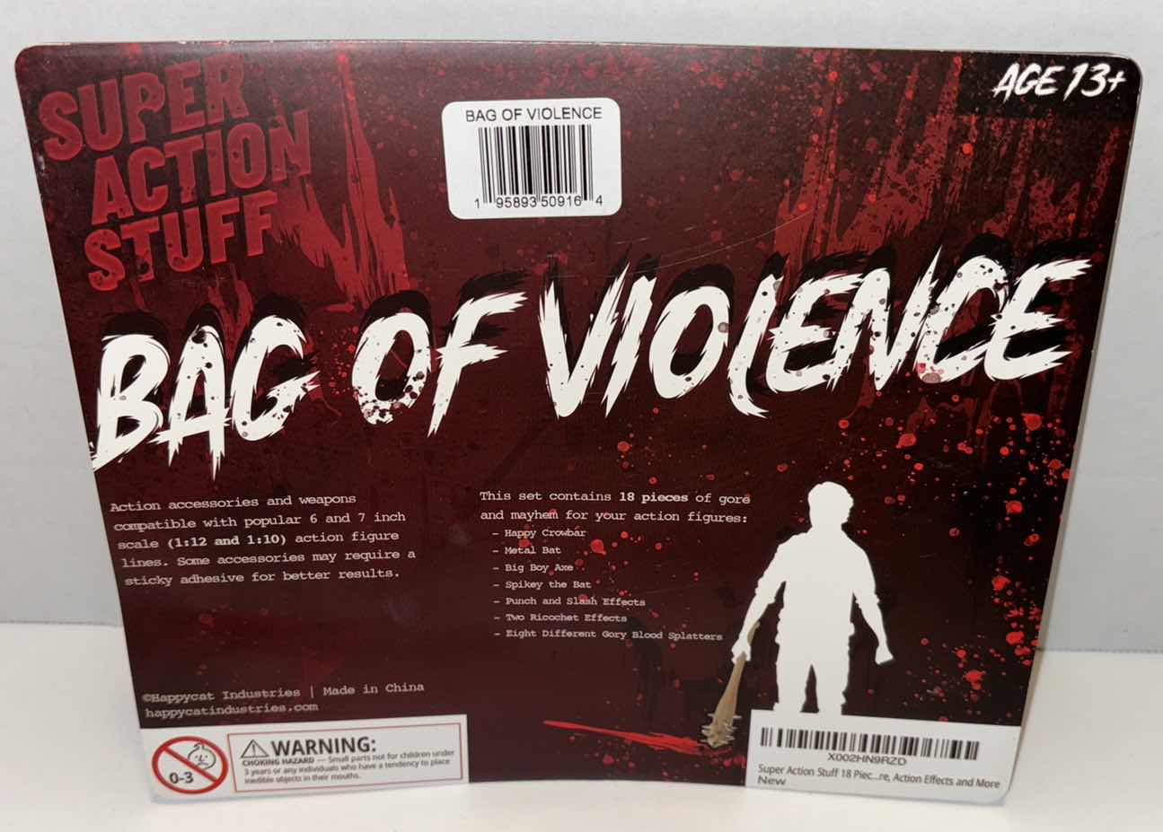 Photo 1 of NEW HAPPYCAT INDUSTRIES SUPER ACTION STUFF “BAG OF VIOLENCE” 18 PC SET ACTION ACCESSORIES & WEAPONS FOR 6”-7” SCALE ACTION FIGURES (1)