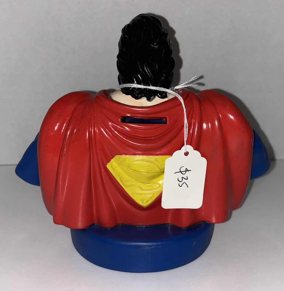 Photo 1 of 1996 DC COMICS SIX FLAG 6.5”SUPERMAN BUST/PIGGY BANK