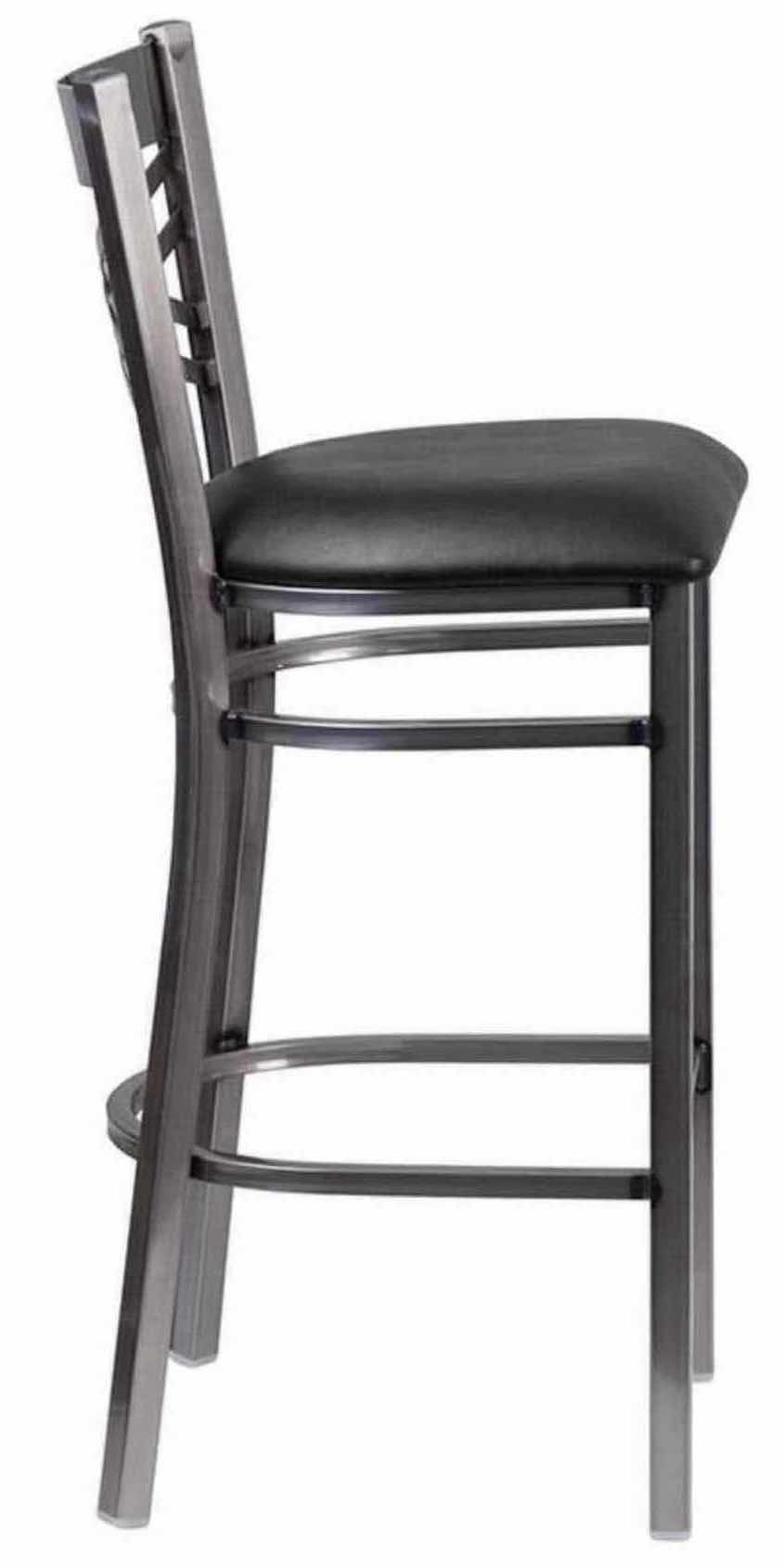 Photo 1 of FLASH FURNITURE HERCULES SERIES CLEAR COATED “X” BACK METAL RESTAURANT BARSTOOL W BLACK VINYL SEAT, 17” X 18” H42.25”(1)