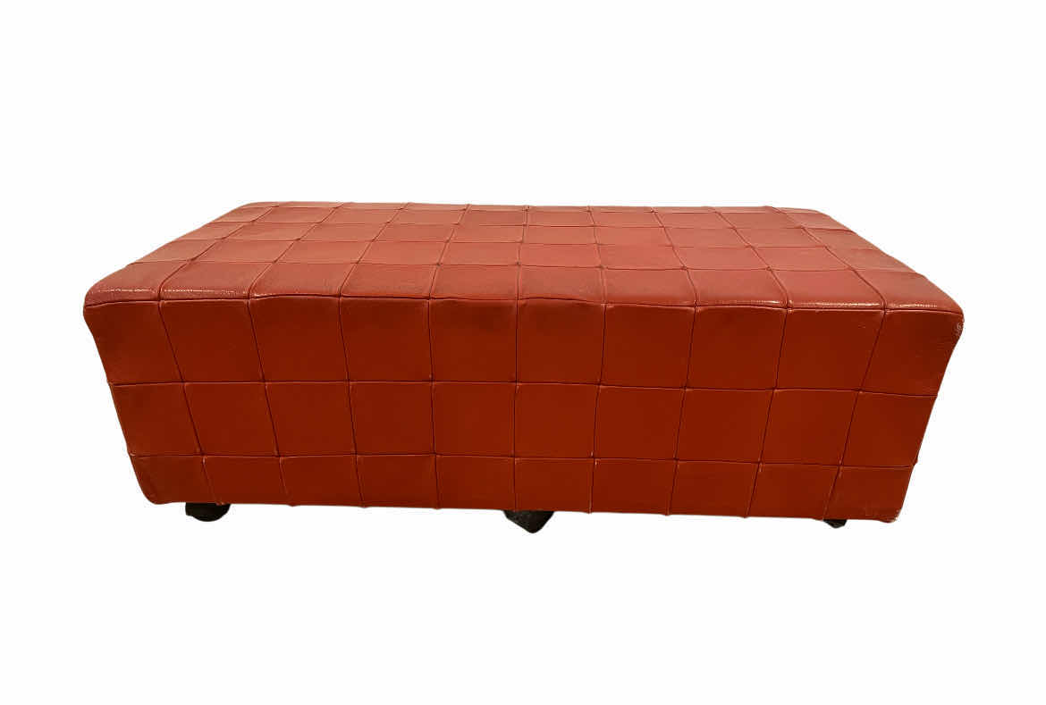 Photo 4 of DENMARK VINTAGE ROLLING LEATHER OVERSIZED OTTOMAN 40.5” X 20.5” H14.5”