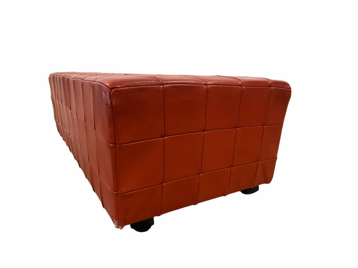 Photo 5 of DENMARK VINTAGE ROLLING LEATHER OVERSIZED OTTOMAN 40.5” X 20.5” H14.5”