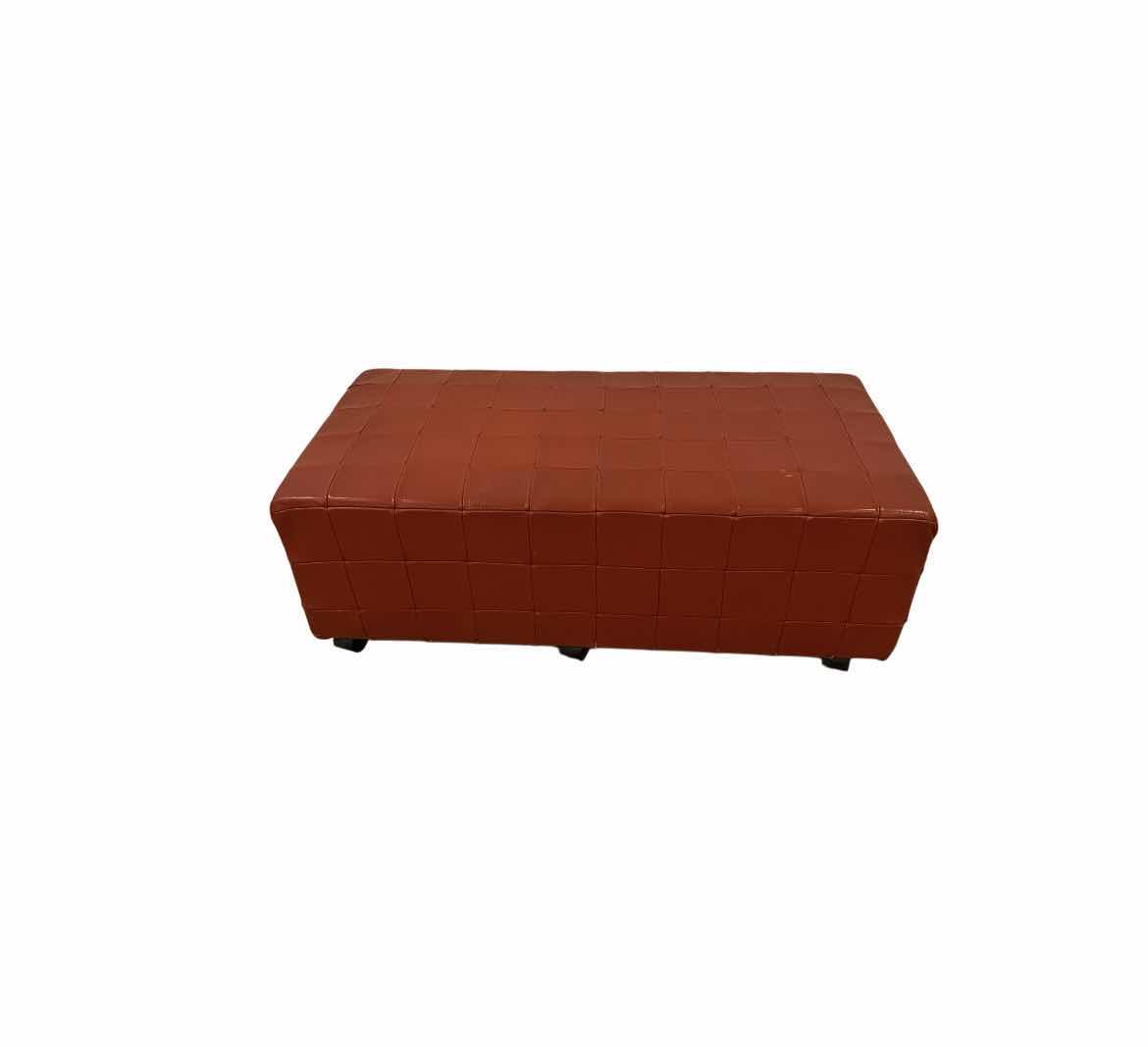 Photo 1 of DENMARK VINTAGE ROLLING LEATHER OVERSIZED OTTOMAN 40.5” X 20.5” H14.5”