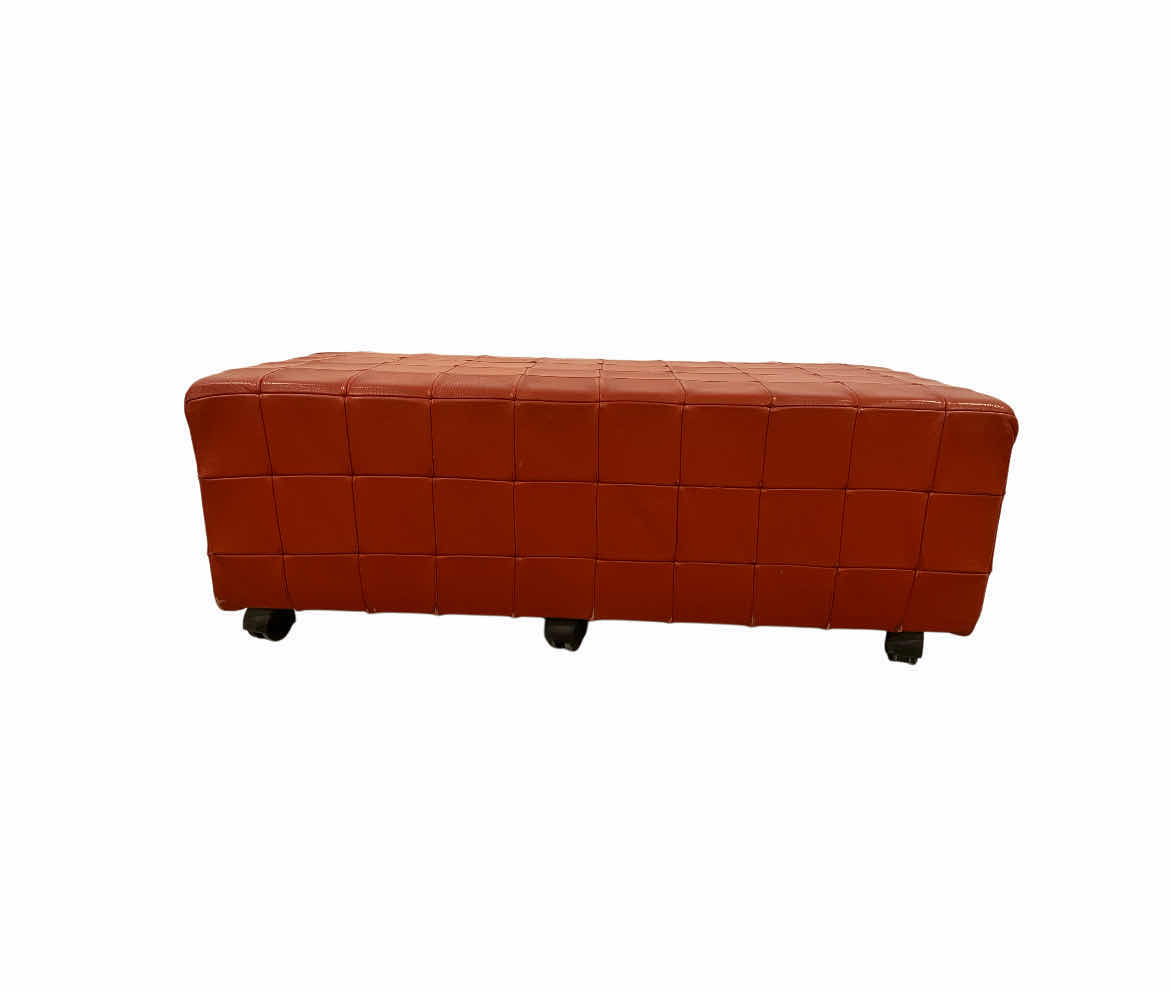 Photo 1 of DENMARK VINTAGE ROLLING LEATHER OVERSIZED OTTOMAN 40.5” X 20.5” H14.5”