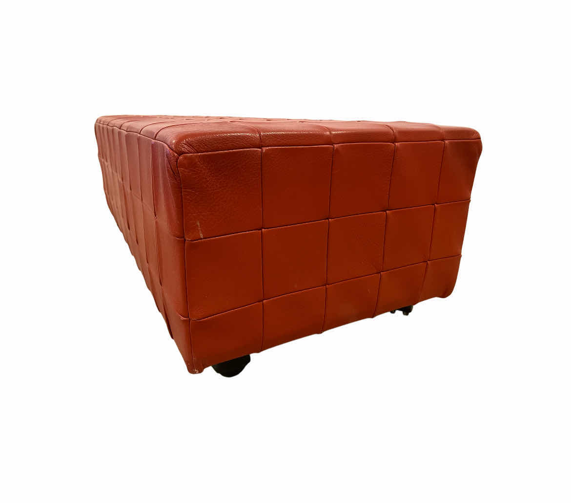 Photo 3 of DENMARK VINTAGE ROLLING LEATHER OVERSIZED OTTOMAN 40.5” X 20.5” H14.5”