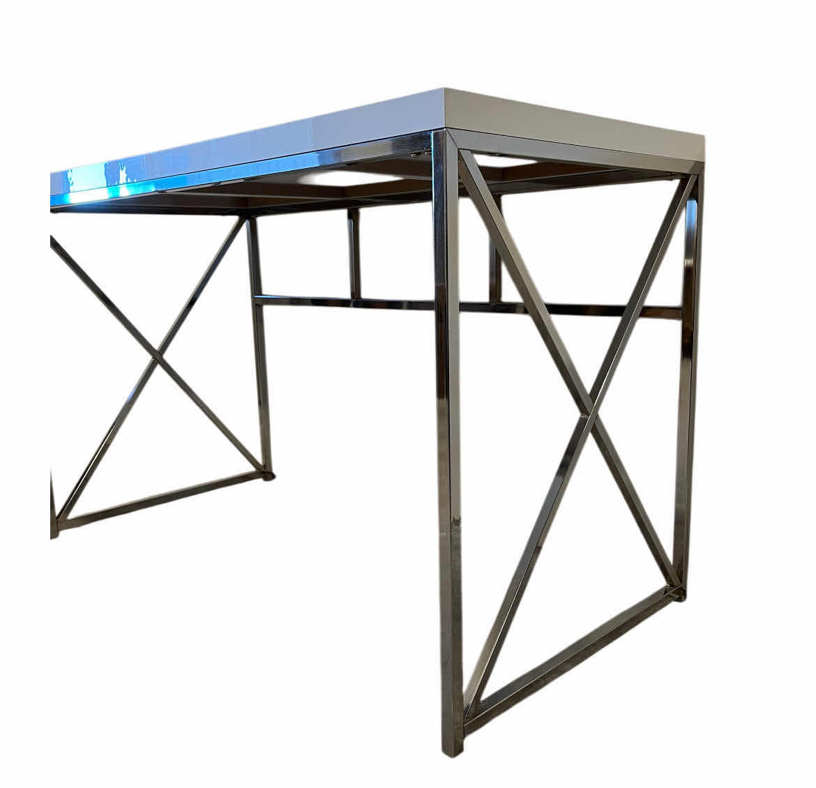 View 3 of BENJARA GRACIE RECTANGULAR WHITE TOP CHROME BASE DESK 47.5” X 23.5” H30.5”