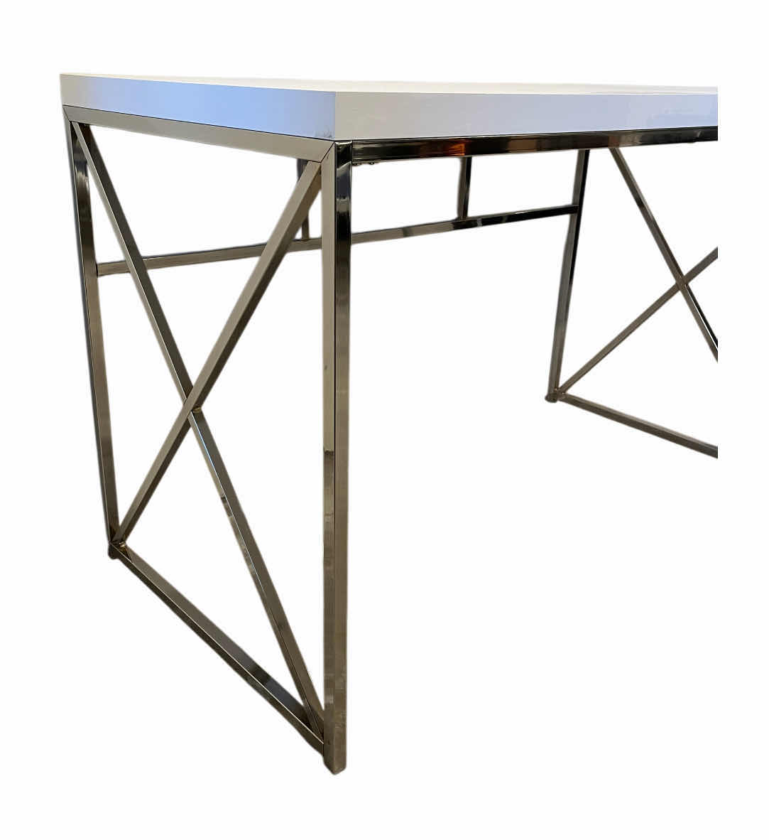 View 4 of BENJARA GRACIE RECTANGULAR WHITE TOP CHROME BASE DESK 47.5” X 23.5” H30.5”