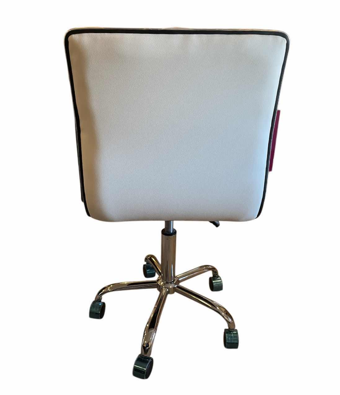 Photo 4 of ANJISHENGTAI FURNITURE WHITE POLYESTER & CHROME ARMLESS ROLLING CHAIR 17” X 18” H34”