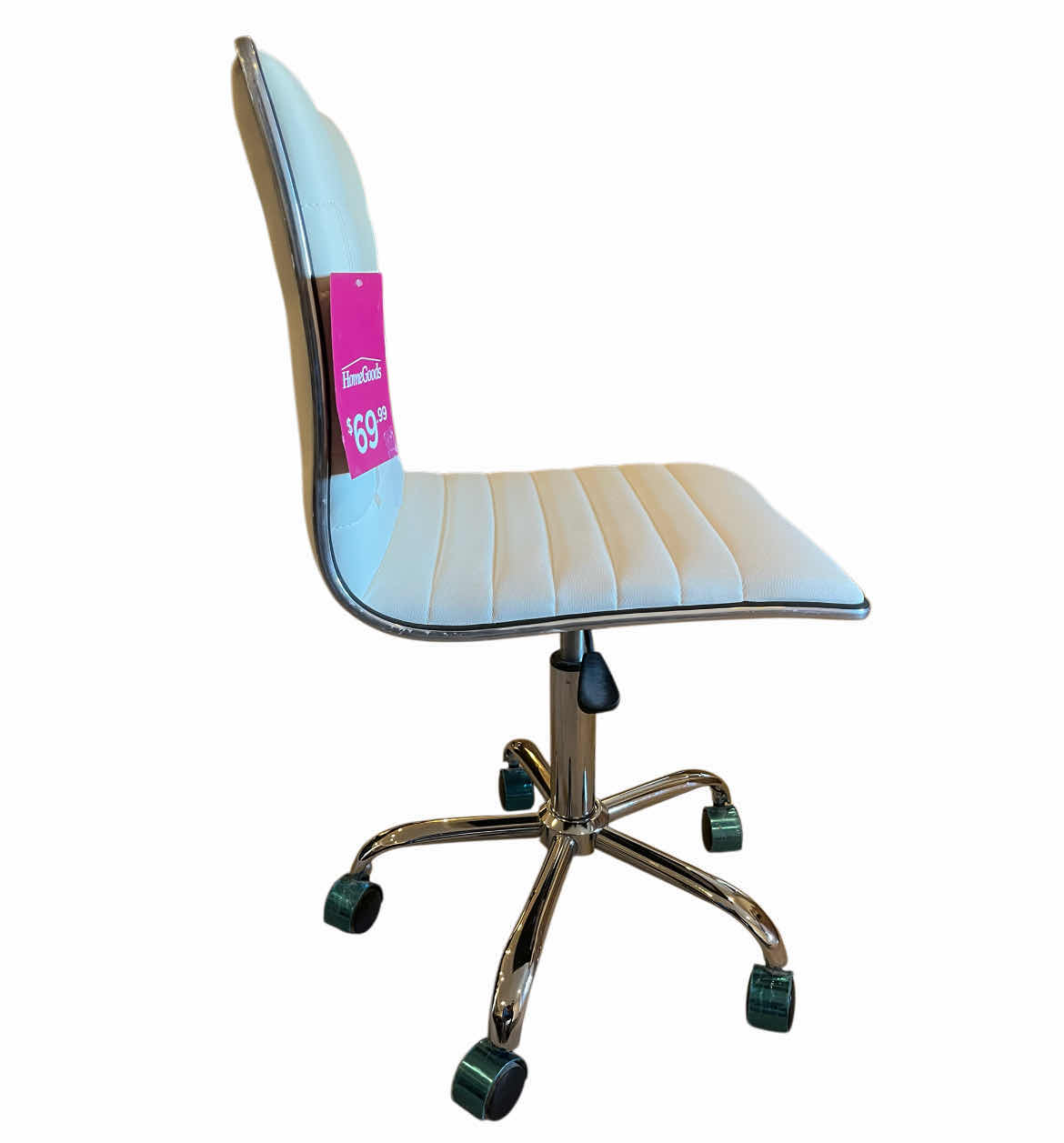 Photo 3 of ANJISHENGTAI FURNITURE WHITE POLYESTER & CHROME ARMLESS ROLLING CHAIR 17” X 18” H34”