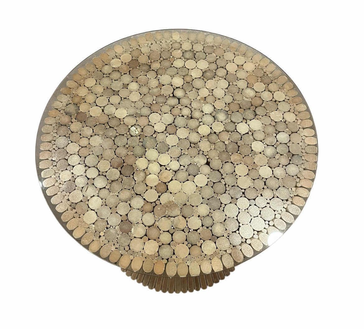 Photo 3 of MCGUIRE ORGANIC SHEAF OF WHEAT GLASS TOP TABLE 27” X 22”