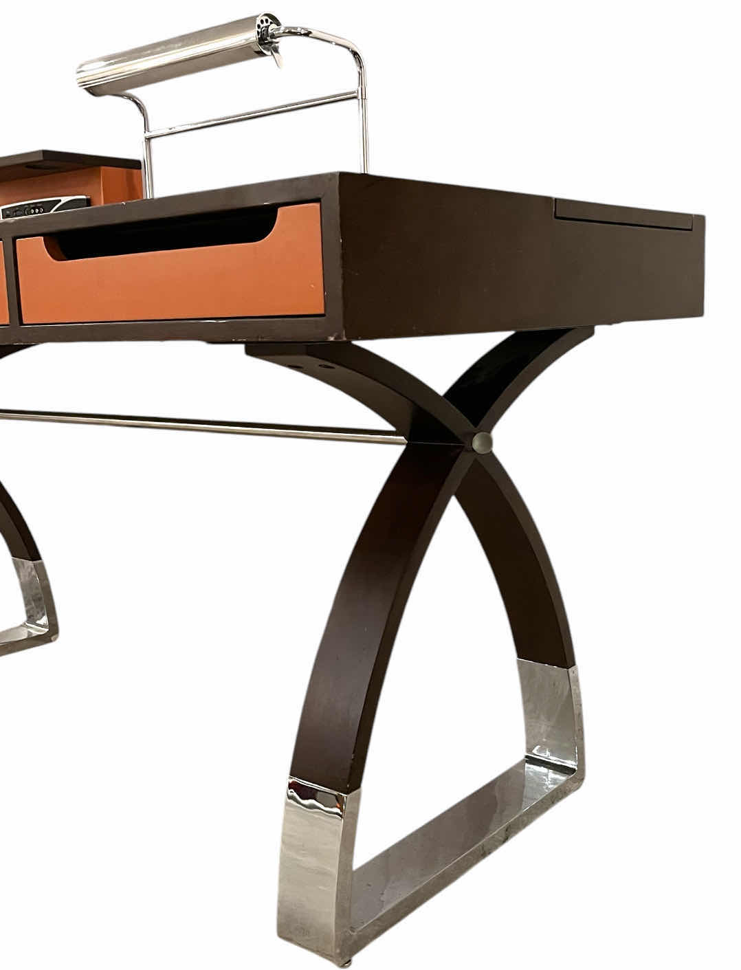 Photo 4 of MARK DAVID DESIGNER WOOD & CHROME FINISH EXECUTIVE OFFICE DESK