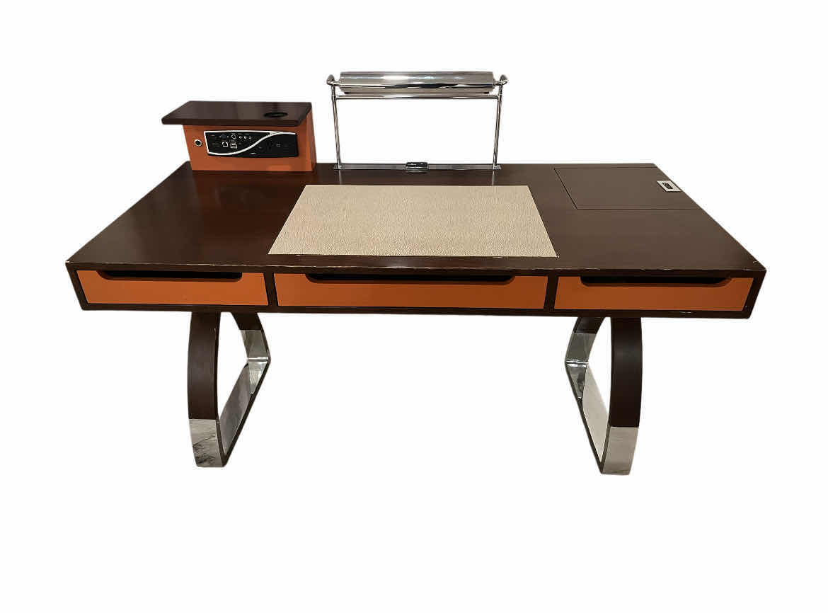 Photo 1 of MARK DAVID DESIGNER WOOD & CHROME FINISH EXECUTIVE OFFICE DESK