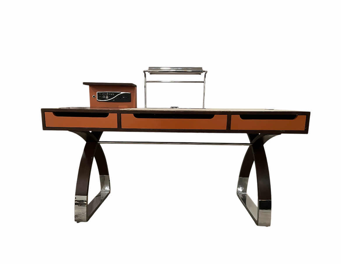 Photo 2 of MARK DAVID DESIGNER WOOD & CHROME FINISH EXECUTIVE OFFICE DESK