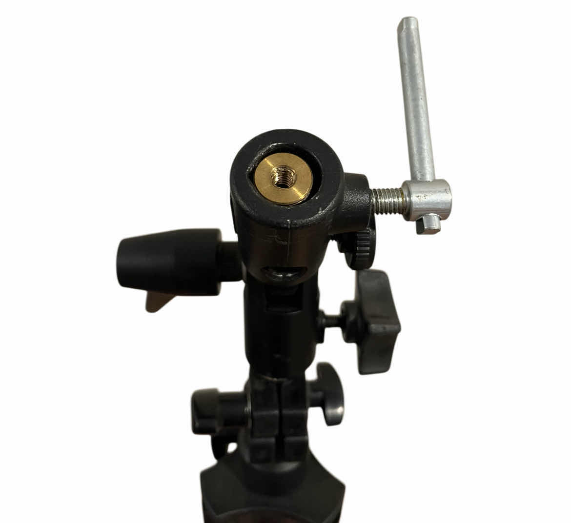 Photo 1 of PAUL C BUFF BLACK 3’ LIGHT STAND MODEL LS1100 W MANFROTTO SWIVEL UMBRELLA ADAPTER