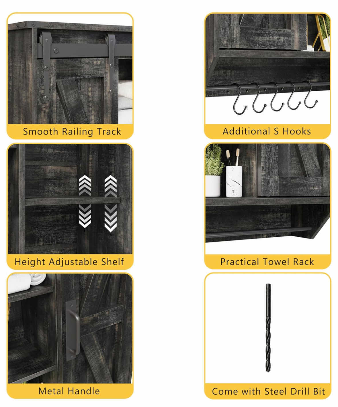 Photo 1 of NEW RUSTOWN RUSTIC WOOD WALL STORAGE CABINET W 2 SLIDING BARN DOORS 3-TIER DECORATIVE VINTAGE FARMHOUSE CABINET, RUSTIC OAK