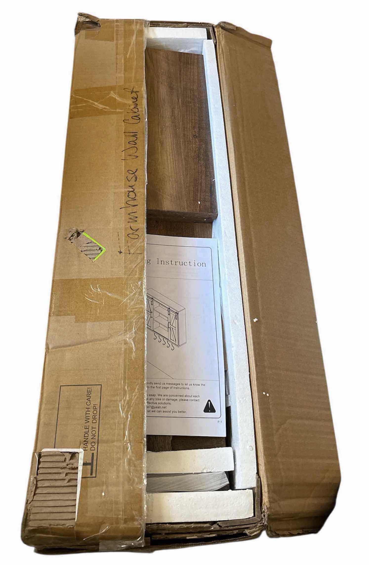 Photo 5 of NEW RUSTOWN RUSTIC WOOD WALL STORAGE CABINET W 2 SLIDING BARN DOORS 3-TIER DECORATIVE VINTAGE FARMHOUSE CABINET, RUSTIC OAK