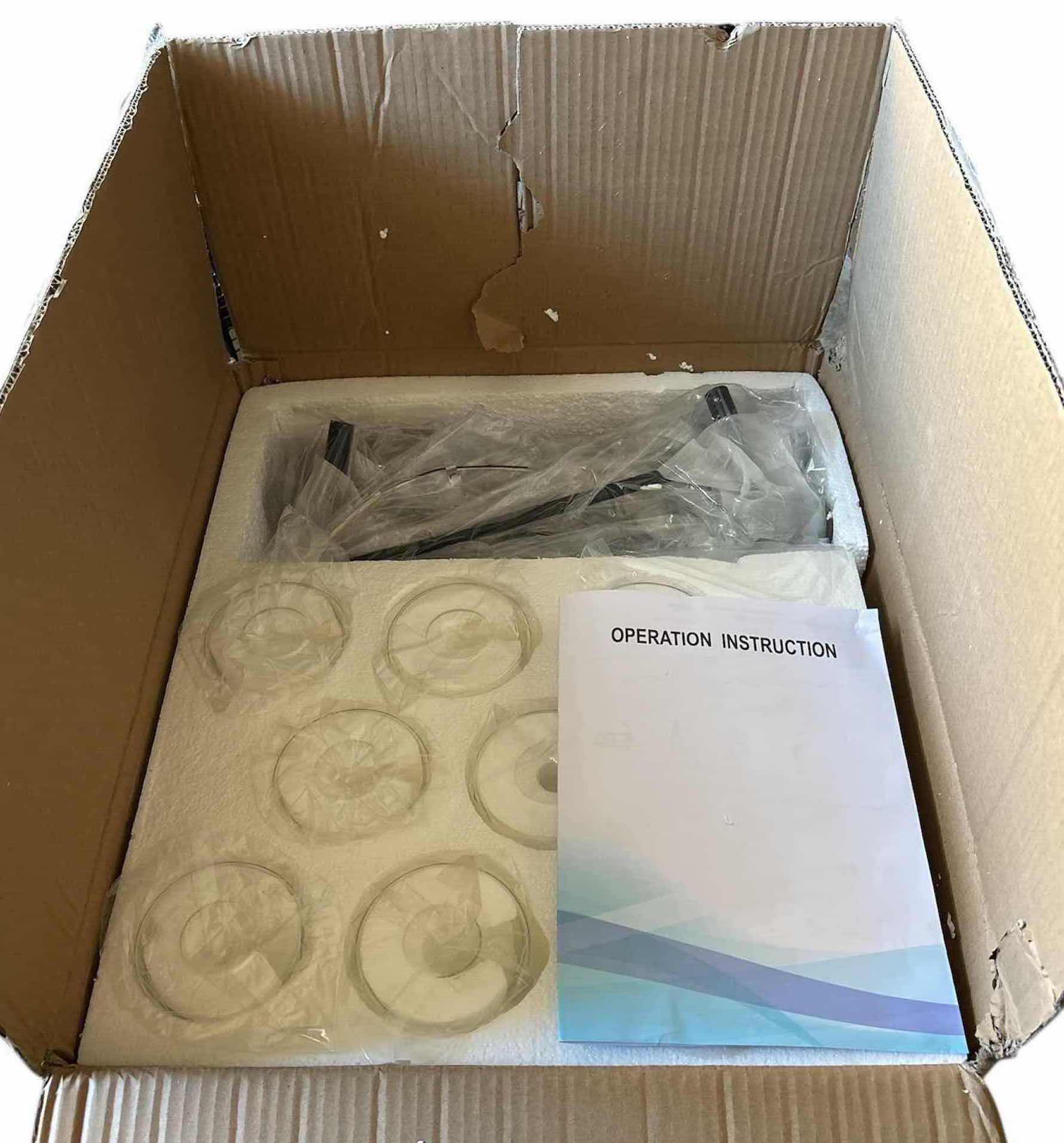 Photo 1 of NEW BLACK FARMHOUSE 8-LIGHT HANGING PENDANT LIGHT FIXTURE W CLEAR GLASS LAMPSHADES