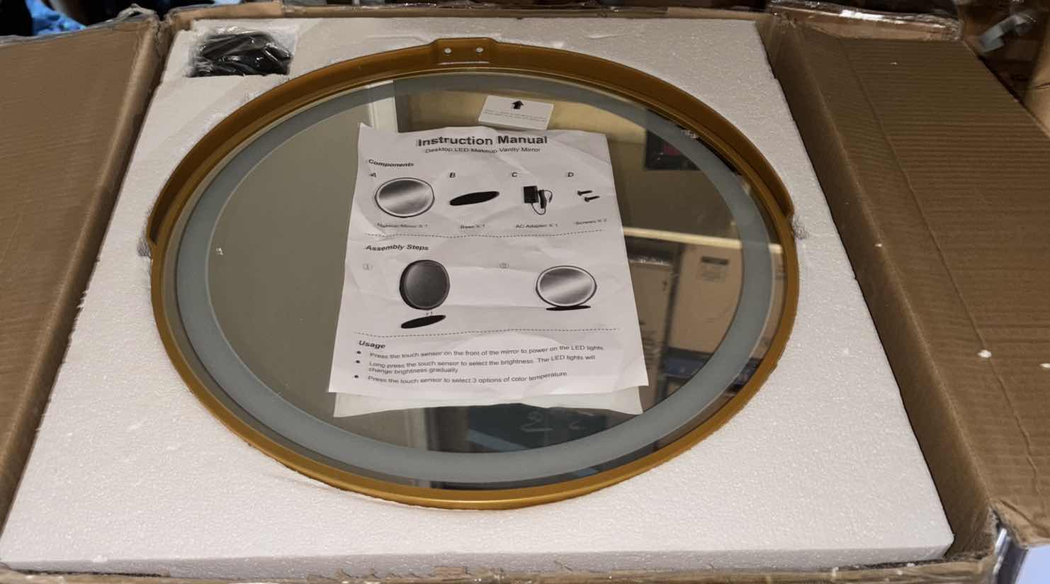 Photo 7 of NEW OVERSIZED LIGHTED 20” TABLETOP VANITY MIRROR W STAND W DIMMABLE SMART TOUCH (GOLD)