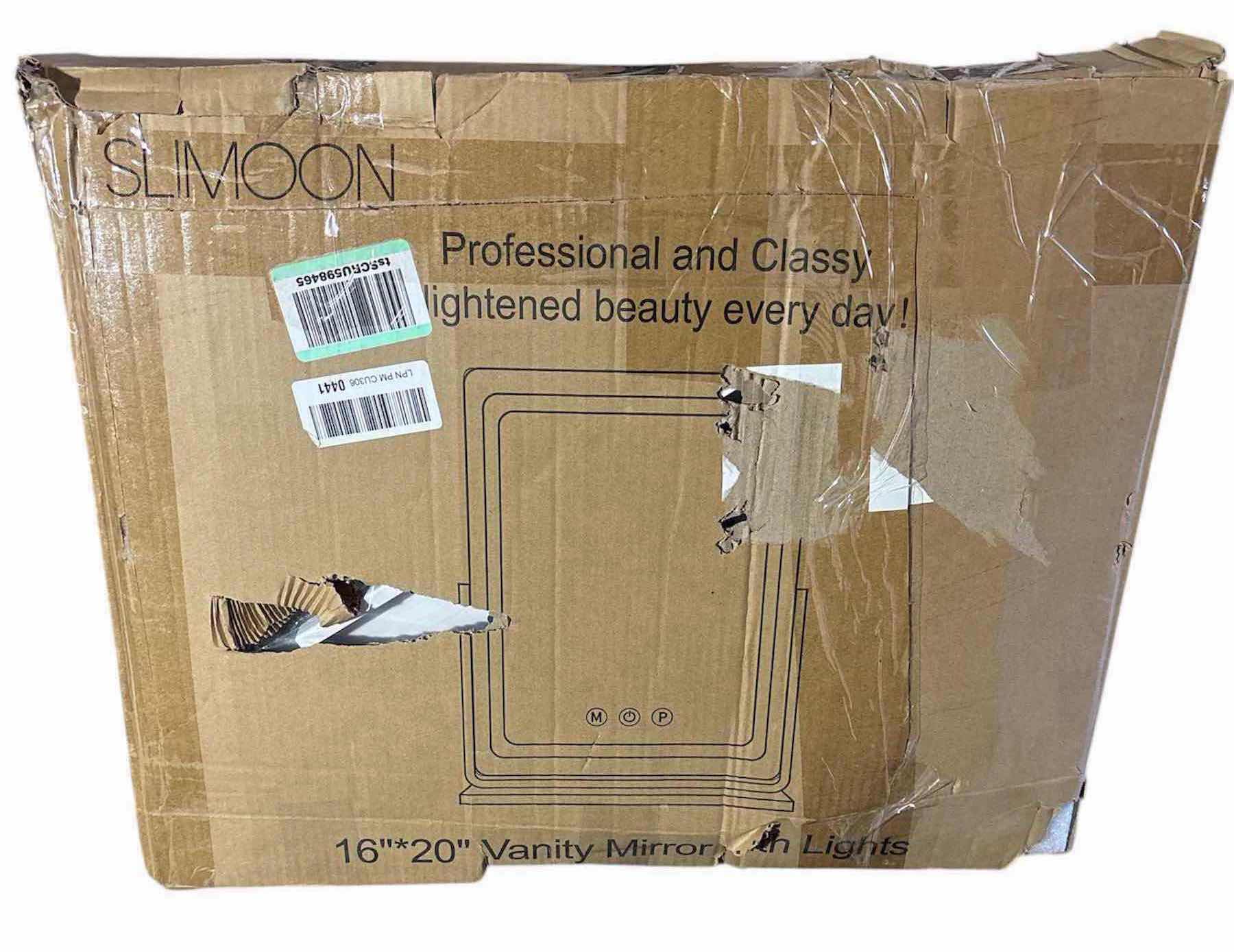 Photo 1 of NEW SLIMOON 16” X 20” VANITY MIRROR W LIGHTS, 3 COLOR DIMMABLE LED LIGHTING SMART TOUCH CONTROL & 360° ROTATION (WHITE)