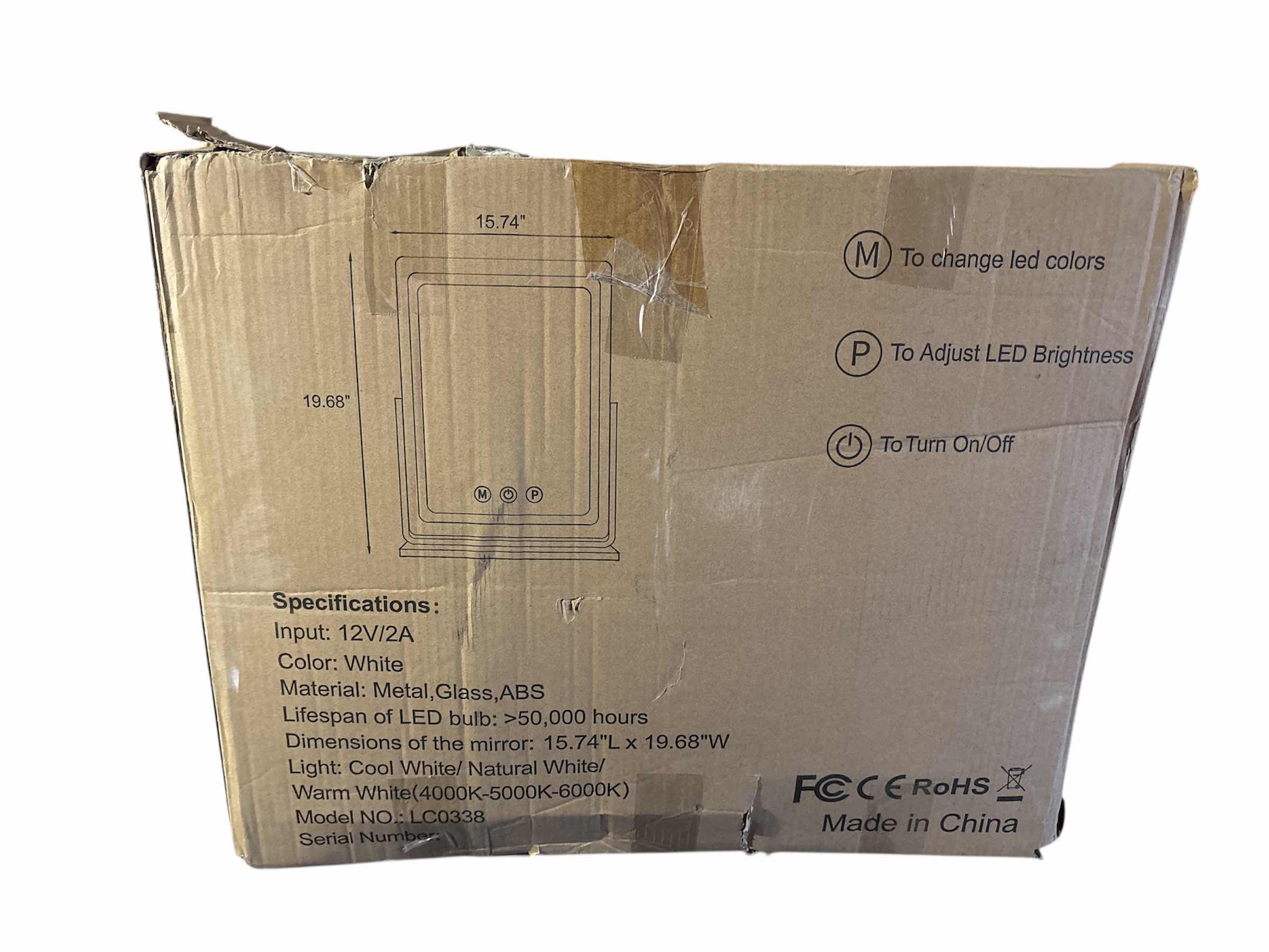 Photo 1 of NEW SLIMOON 16” X 20” VANITY MIRROR W LIGHTS, 3 COLOR DIMMABLE LED LIGHTING SMART TOUCH CONTROL & 360° ROTATION (WHITE)