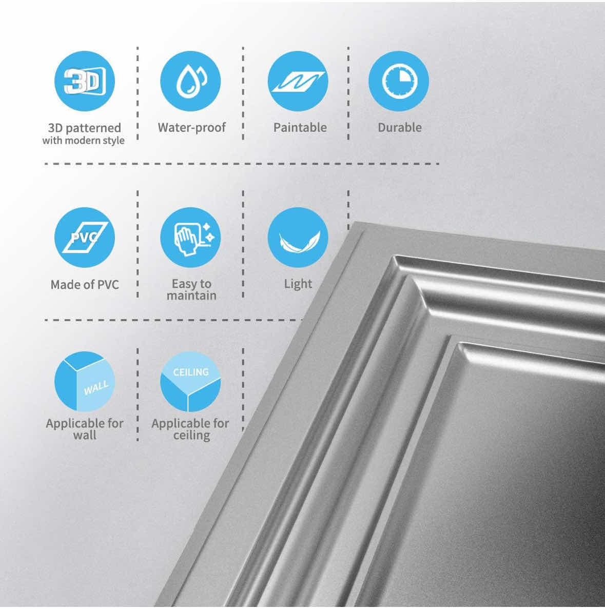 Photo 5 of NEW ART3D PVC CEILING TILES, 24” X 24”, WHITE (12-PACK)