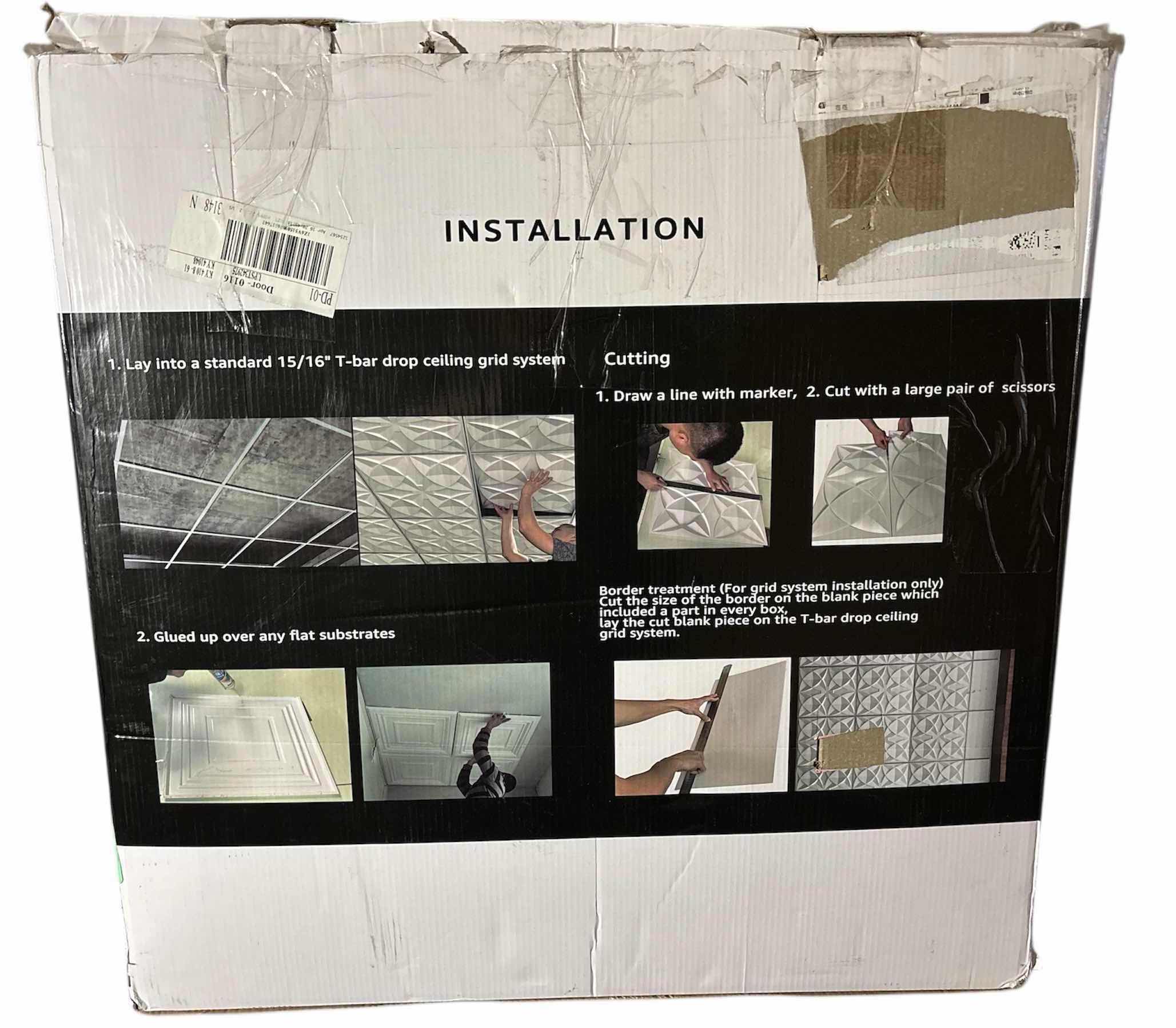 Photo 1 of NEW ART3D PVC CEILING TILES, 24” X 24”, WHITE (12-PACK)