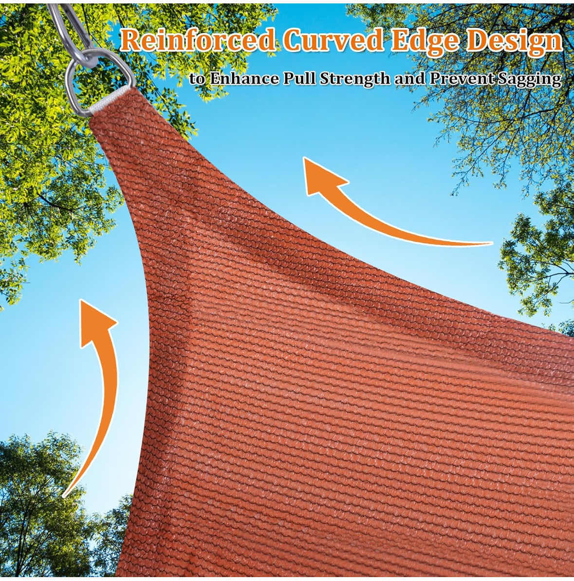 Photo 5 of NEW SHADE & BEYOND TRIANGLE SUN SHADE SAIL 16’ X 16’ X 16’ PERMEABLE CANOPY REPLACEMENT (RUST RED)