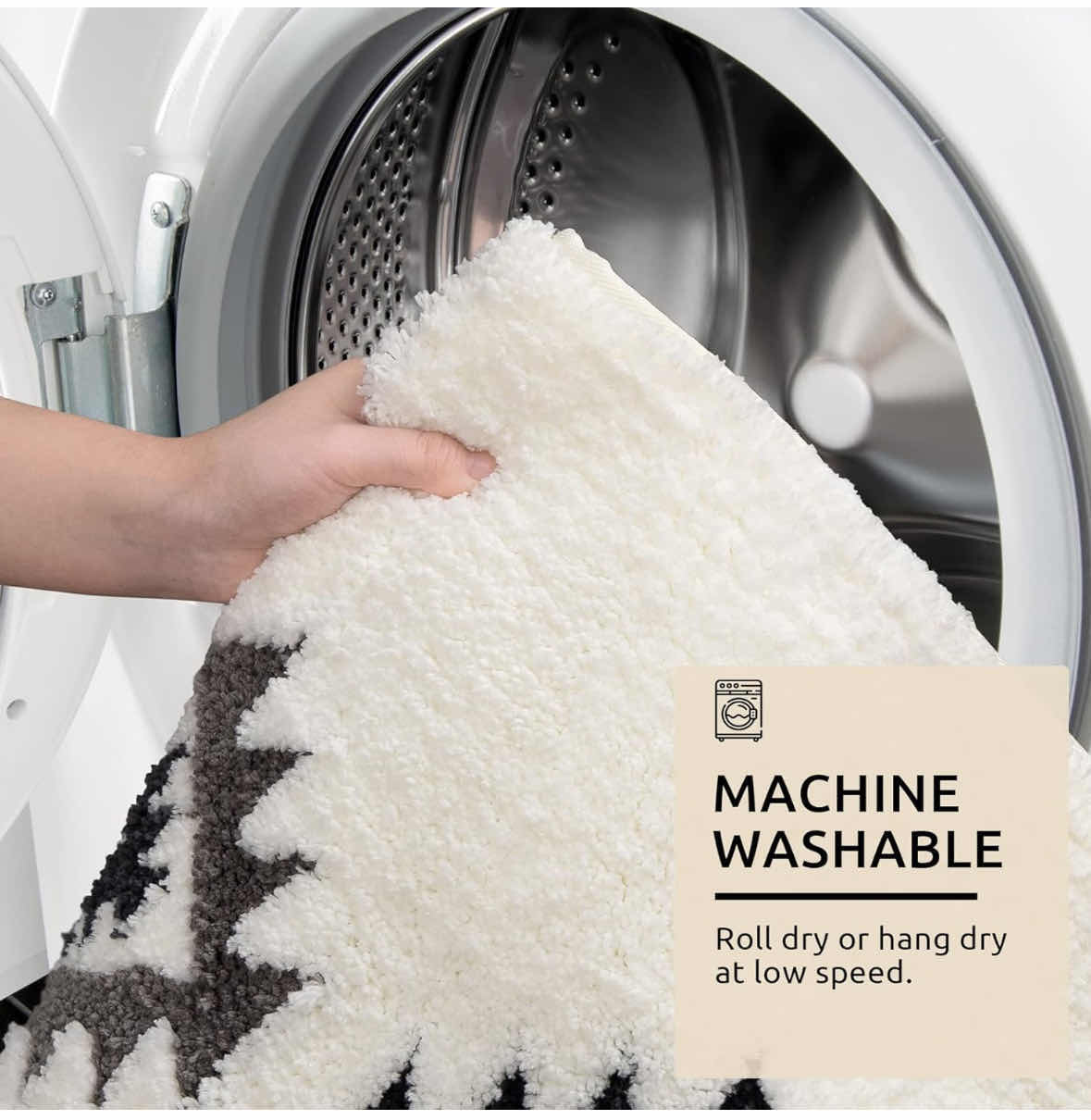 Photo 6 of NEW DEXDE BOHO BATHROOM RUNNER RUG, MOROCCAN GEOMETRIC NON-SLIP LONG BATH RUG, WHITE/BLACK (2’ X 5’ RECTANGLE)