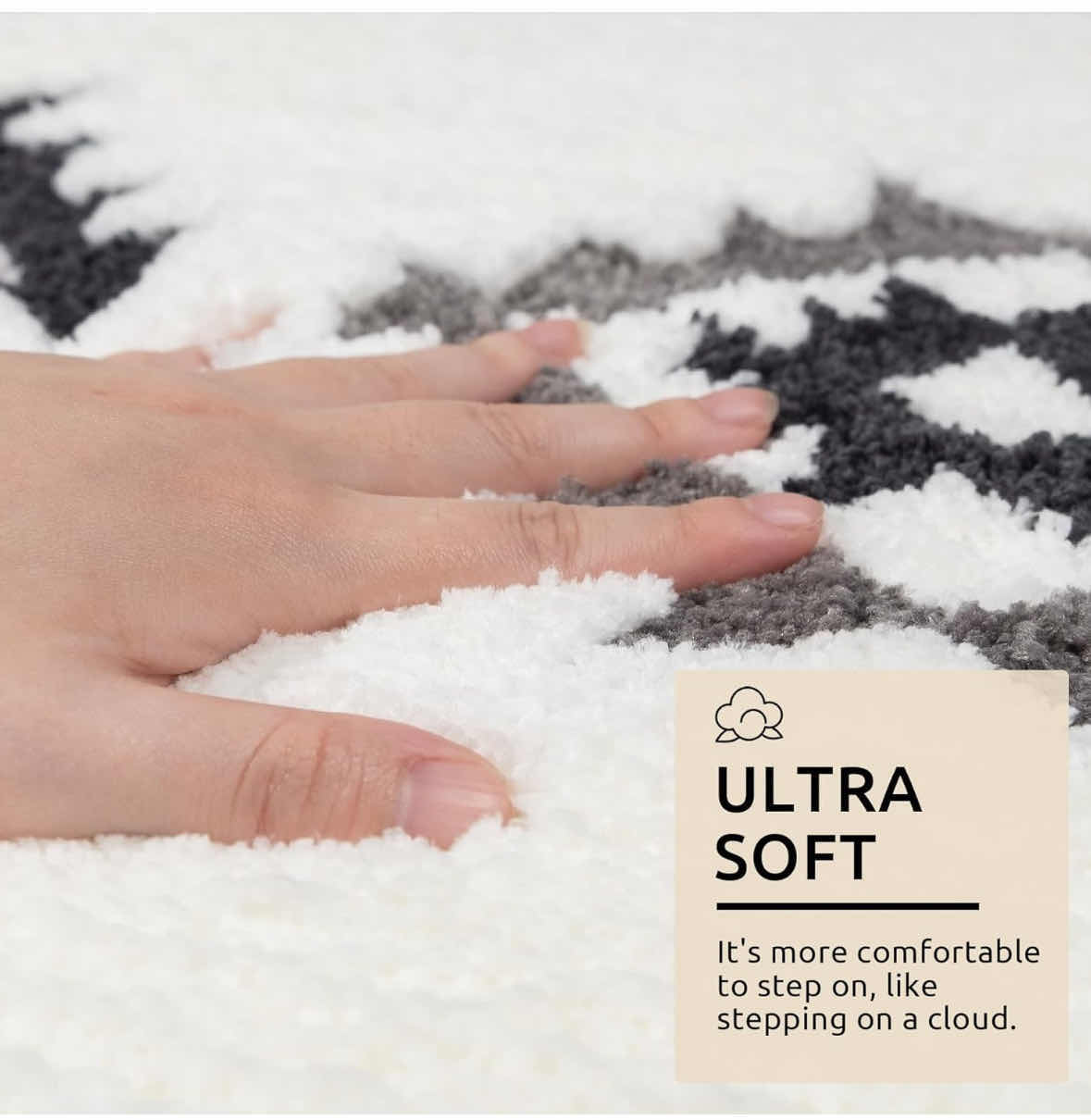 Photo 3 of NEW DEXDE BOHO BATHROOM RUNNER RUG, MOROCCAN GEOMETRIC NON-SLIP LONG BATH RUG, WHITE/BLACK (2’ X 5’ RECTANGLE)