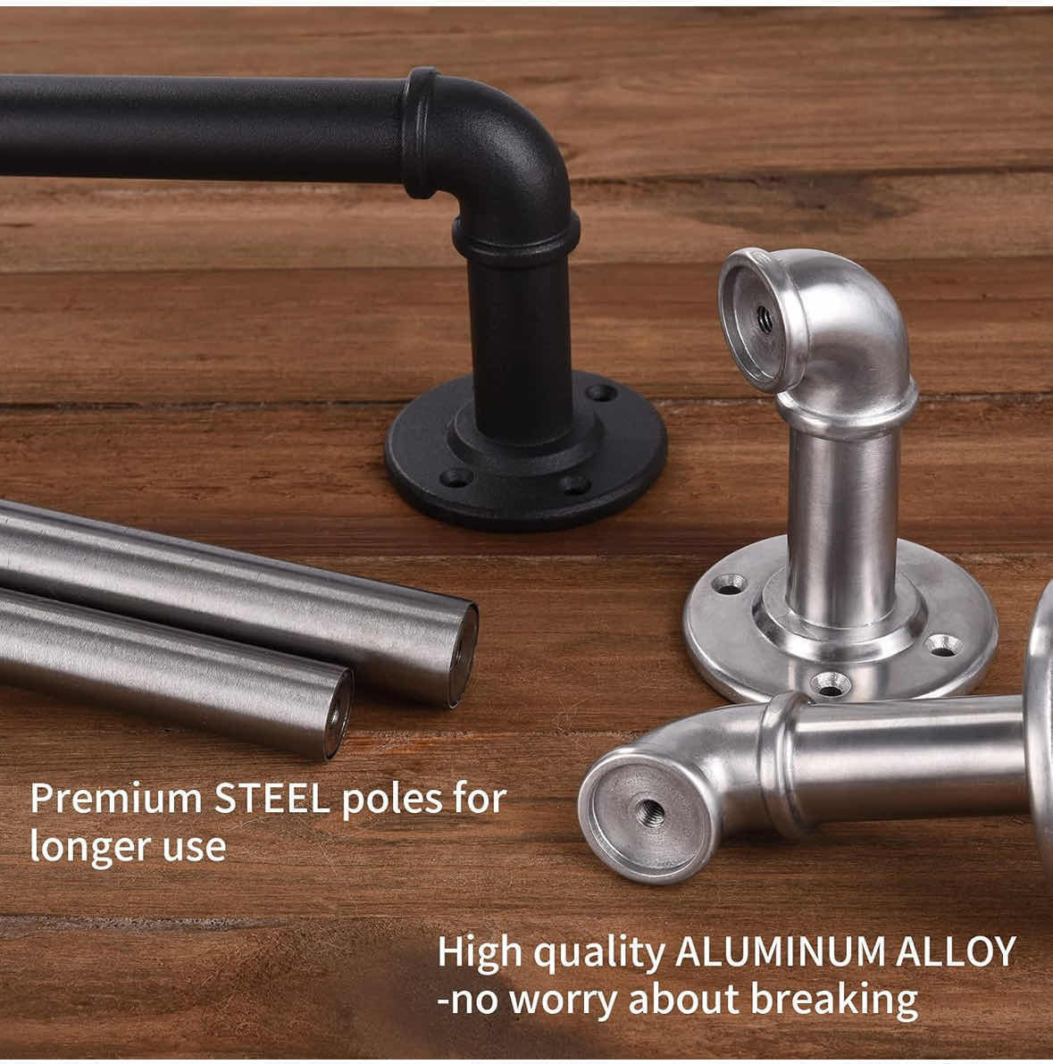 Photo 1 of NEW INDUSTRIAL CURTAIN ROD FOR WINDOWS 66” - 120”, RUSTIC WRAP AROUND CURTAIN ROD (MATTE BLACK 86”-144”)