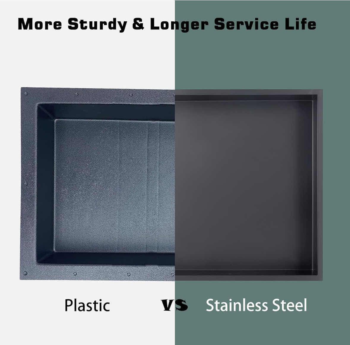 Photo 1 of NEW UNI-GREEN STAINLESS STEEL SHOWER NICHE, NO TILE NEEDED RECESSED SHOWER SHELF ORGANIZER/STORAGE W 2PC MOSAIC MESH, BLACK 3.75” X 24” H12”