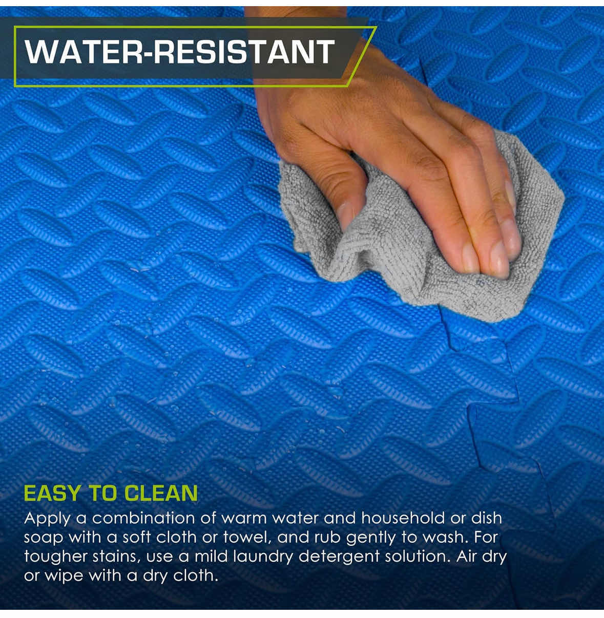 Photo 5 of NEW PROSOURCE FIT EXERCISE PUZZLE 1/2” MAT, EVA INTERLOCKING FOAM FLOOR TILES FOR HOME GYM/WORKOUT EQUIPMENT, 24” X 24” H.5”, 12 TILES- 48 SQ FT (BLUE)