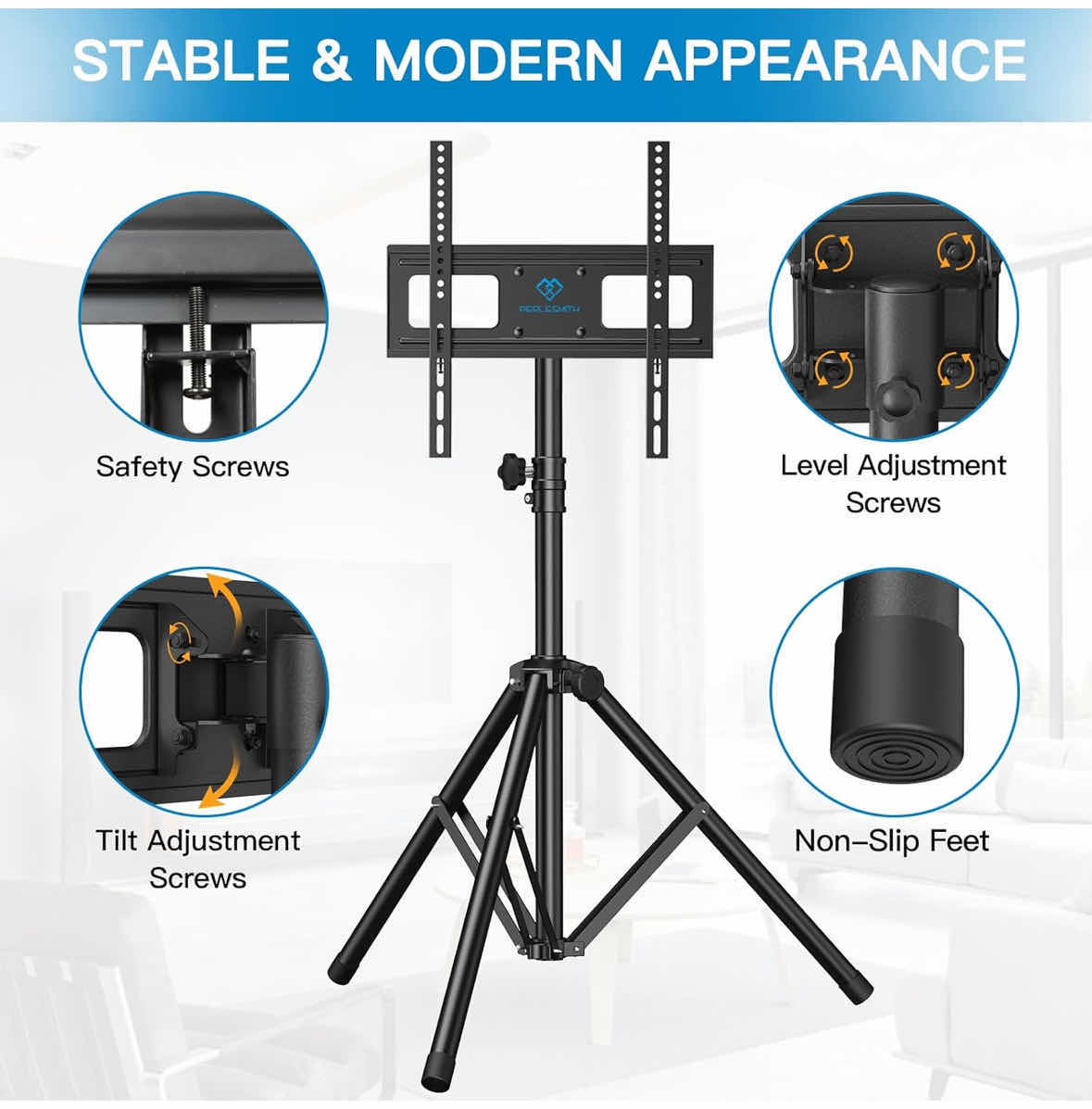 Photo 1 of NEW PERLESMITH FLOOR TV TRIPOD STAND FOR 23”-70” FLAT SCREEN TV, HEIGHT ADJUSTABLE HOLDS UP TO 88 LBS (PSTM1)