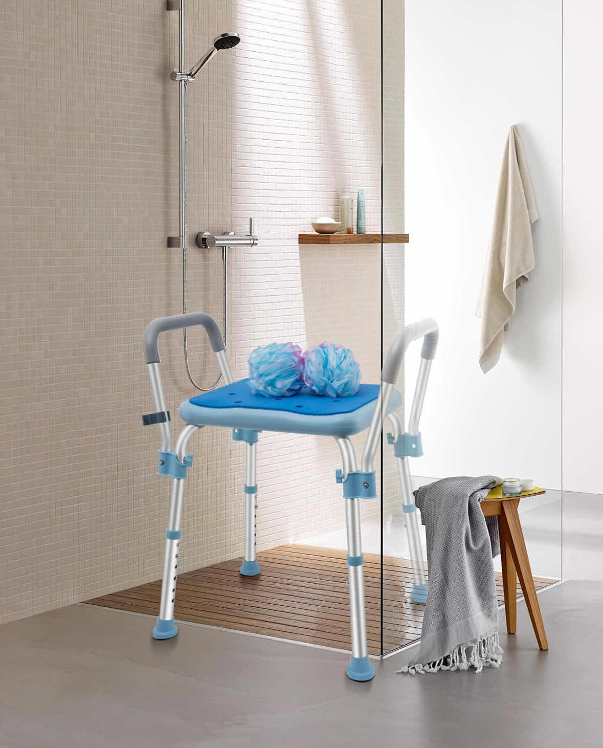 Photo 2 of NEW BROSIVE BATH CHAIR BENCH/SAFETY SEAT FOR ELDERLY W ARMS, BLUE (400 LB CAPACITY)
