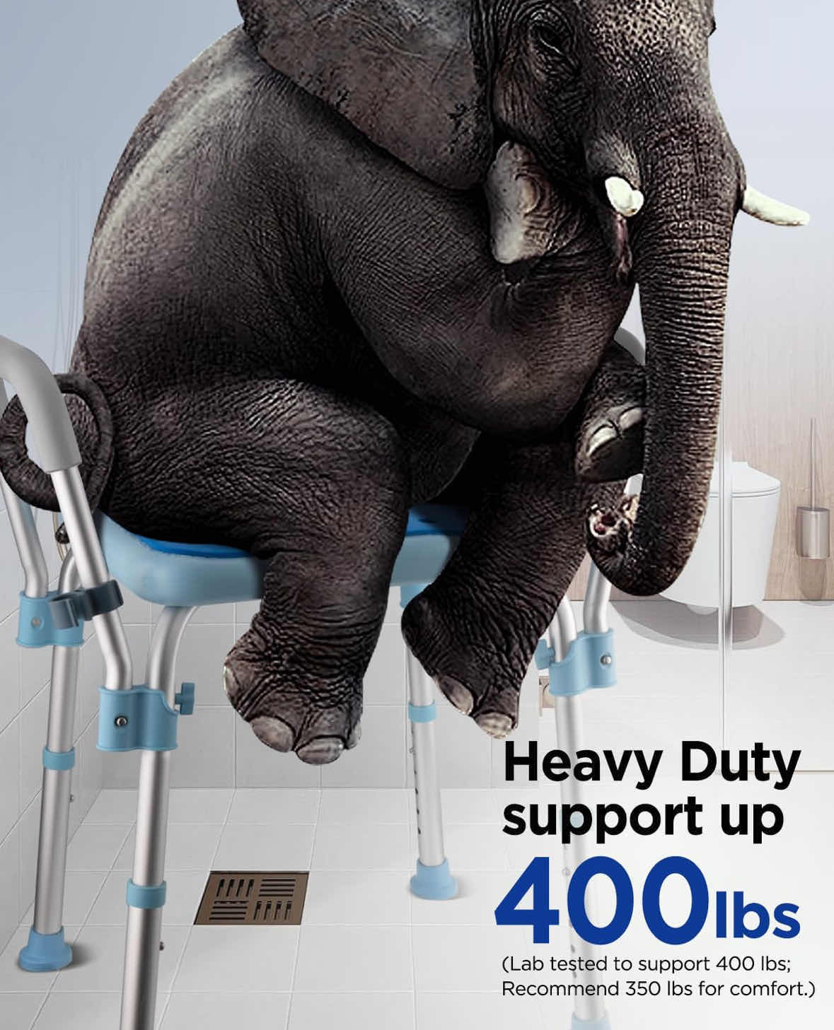 Photo 5 of NEW BROSIVE BATH CHAIR BENCH/SAFETY SEAT FOR ELDERLY W ARMS, BLUE (400 LB CAPACITY)