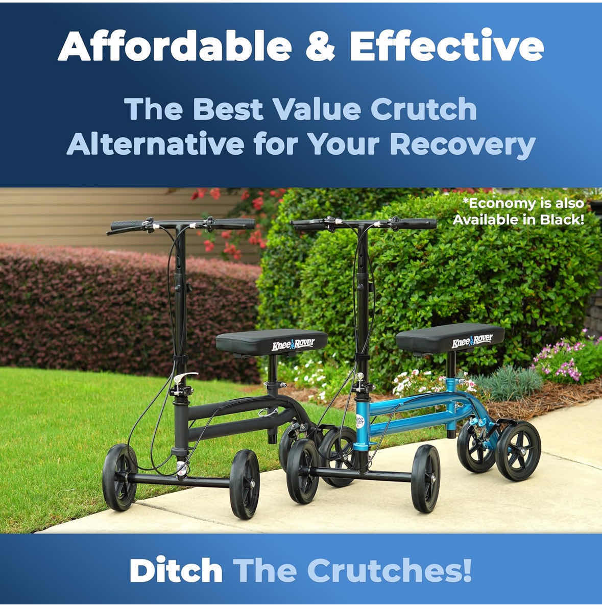 Photo 1 of NEW KNEE ROVER ECONOMY KNEE STEERABLE SCOOTER FOR BROKEN FOOT/INJURED LEG CRUTCH W DUAL BRAKES (BLUE)