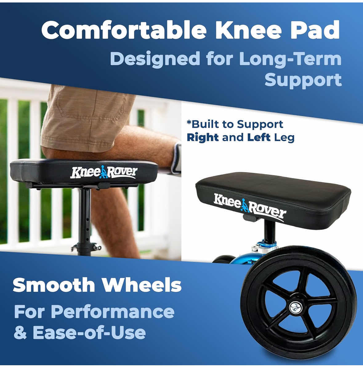 Photo 4 of NEW KNEE ROVER ECONOMY KNEE STEERABLE SCOOTER FOR BROKEN FOOT/INJURED LEG CRUTCH W DUAL BRAKES (BLUE)
