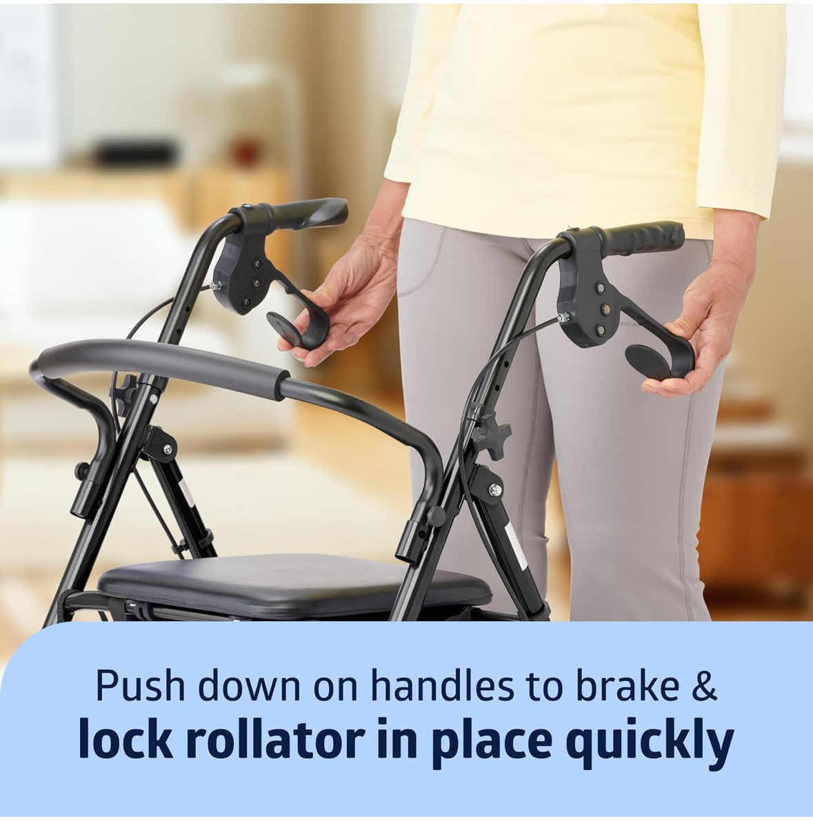 Photo 6 of MEDLINE BASIC ROLLATOR 4-WHEELED FOLDABLE ROLLING WALKER, STEEL W 8” WHEELS, 300 LB CAPACITY (MDS86830EBLS8)