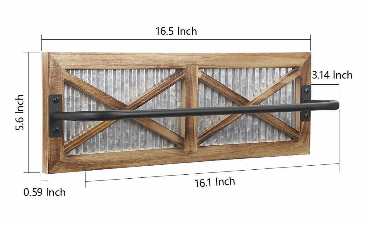 Photo 1 of NEW RUSTIC BATHROOM TOWEL RACK, WEATHERED WOOD & CORRUGATED GALVANIZED METAL FARMHOUSE RACK 3” X 16” H6”