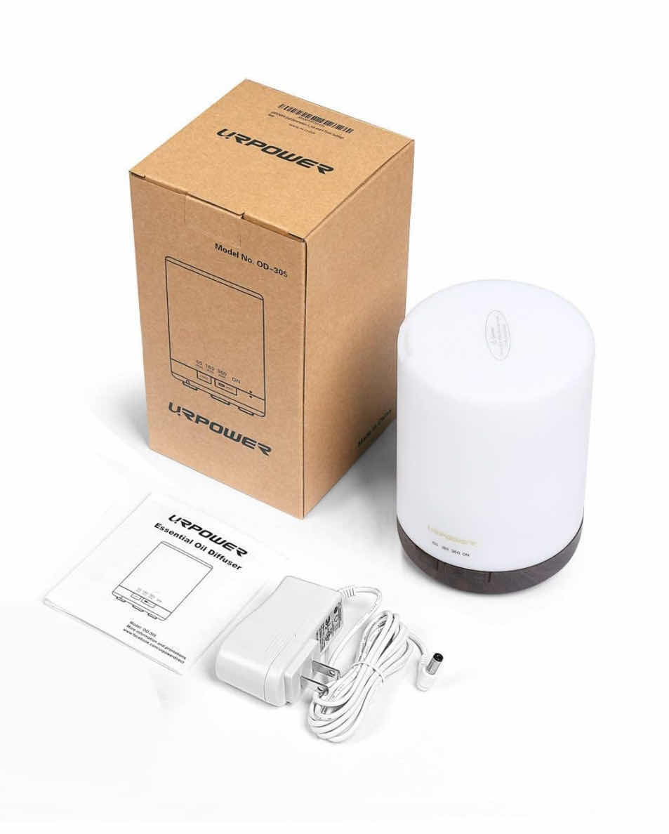 Photo 4 of NEW URPOWER 2ND GEN 300ML AROMA ESSENTIAL OIL DIFFUSER/NIGHT LIGHT/ULTRASONIC AIR COOL MIST HUMIDIFIER W AUTO SHUT OFF W 6/7 HOUR CONTINUOUS DIFFUSING & 4 TIMER SETTINGS (DARK BROWN BASE)