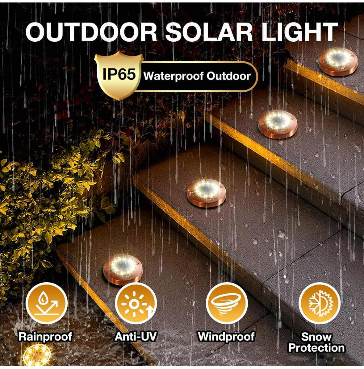 Photo 5 of NEW SOLAR OUTDOOR IN-GROUND LIGHTS, 6-PACK 12 LED DISC LIGHTS FOR PATHWAY/YARD (BRONZE)