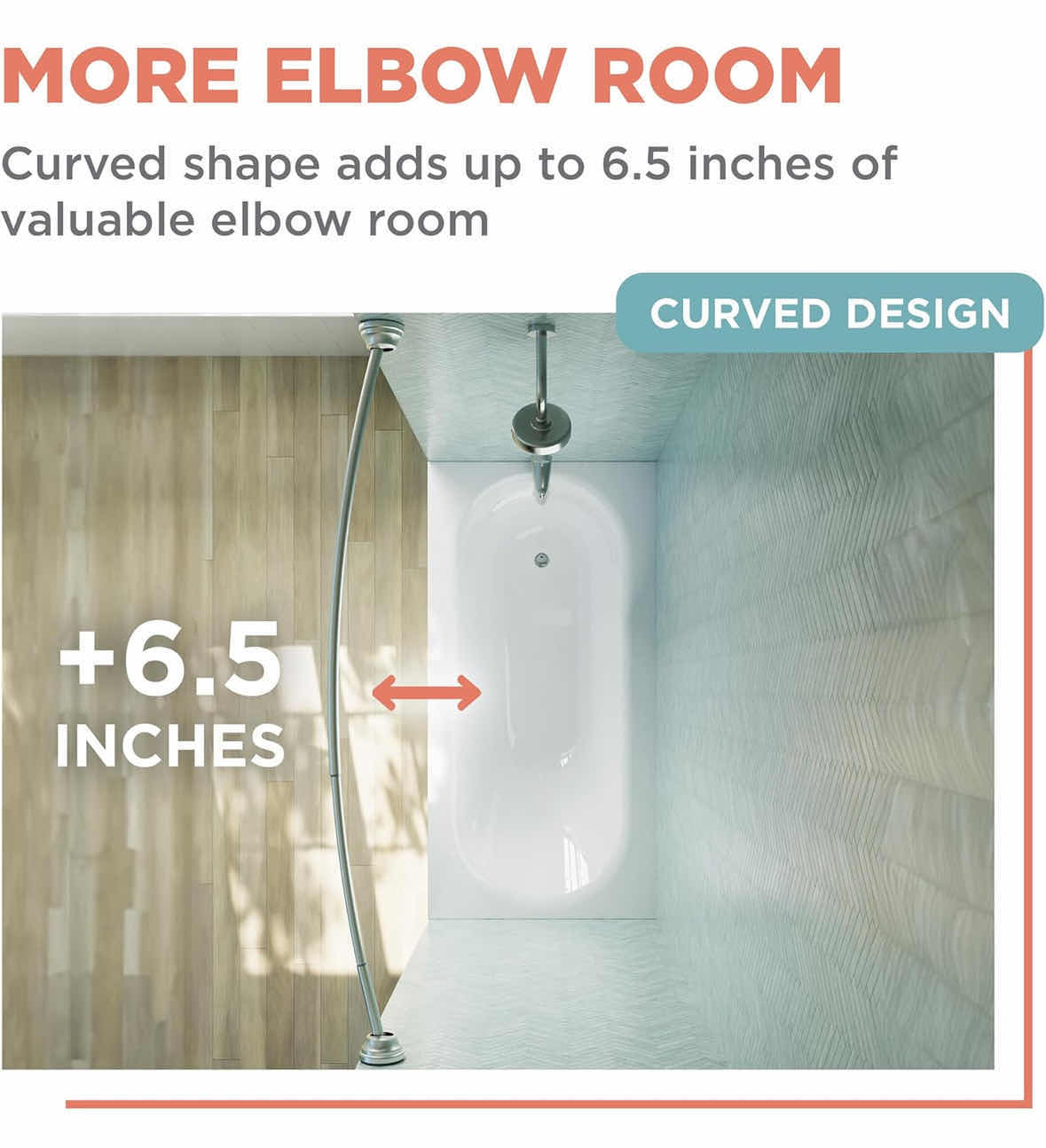 Photo 1 of NEW ZENNA HOME CURVED ADJUSTABLE TENSION SHOWER CURTAIN ROD, 50”-72”, EASY NO DRILL INSTALL, SATIN NICKEL
