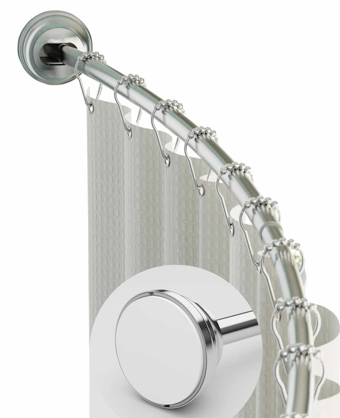 Photo 1 of NEW ZENNA HOME CURVED ADJUSTABLE TENSION SHOWER CURTAIN ROD, 50”-72”, EASY NO DRILL INSTALL, SATIN NICKEL