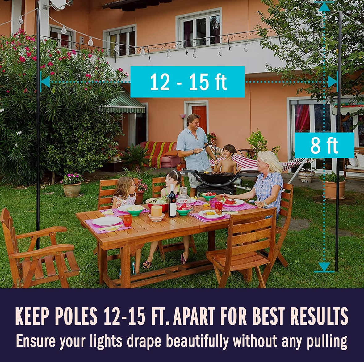 Photo 3 of NEW HOLIDAY STYLING 2-PACK STRING LIGHT POLE FOR OUTDOOR STRING LIGHTS, METAL LIGHT POLE W HOOKS