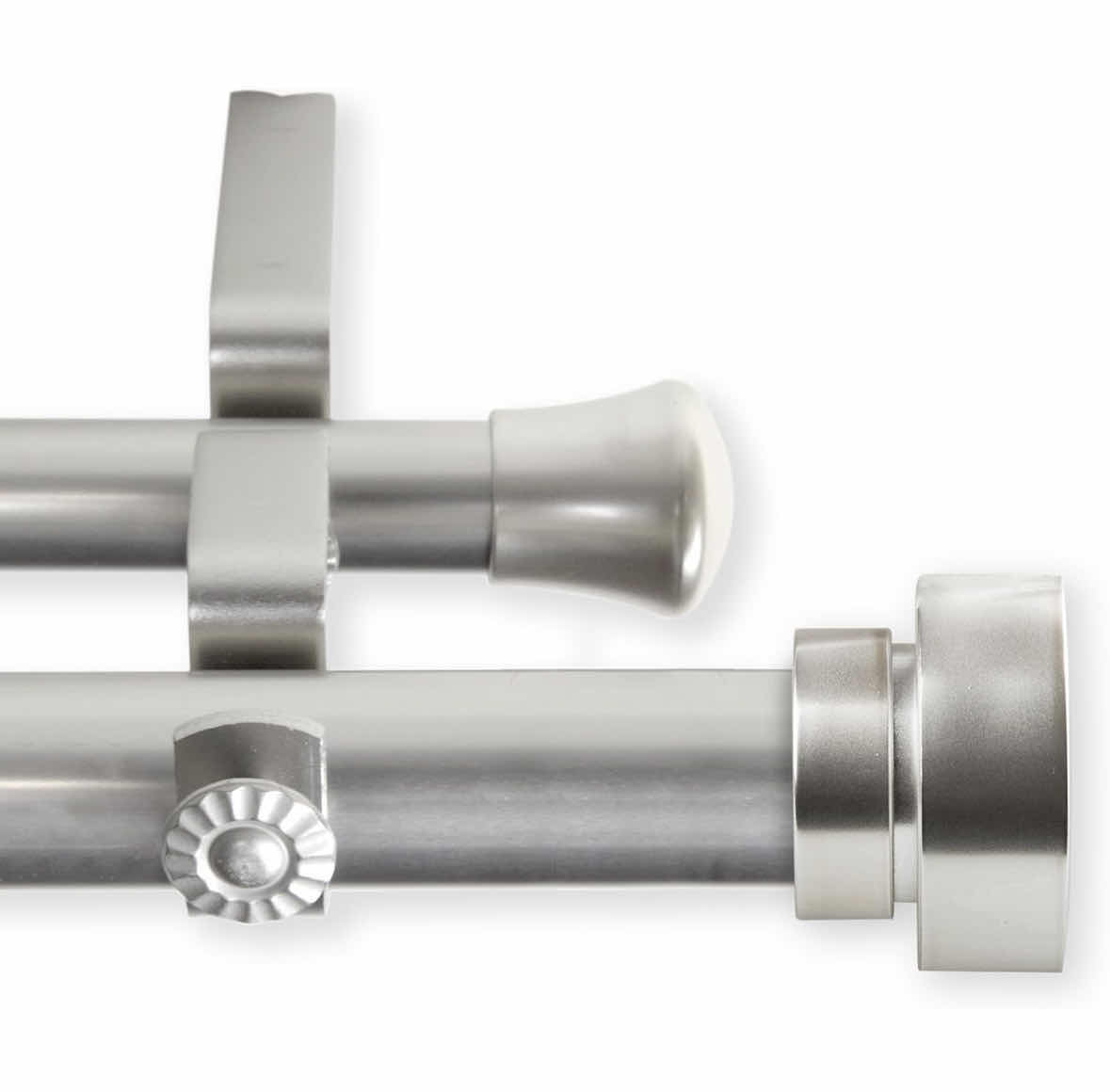 Photo 2 of NEW ROD DESYNE BONNET 1” DOUBLE ROD 48”- 84”, SATIN NICKEL DOUBLE CURTAIN ROD SET (100-37-485-D)